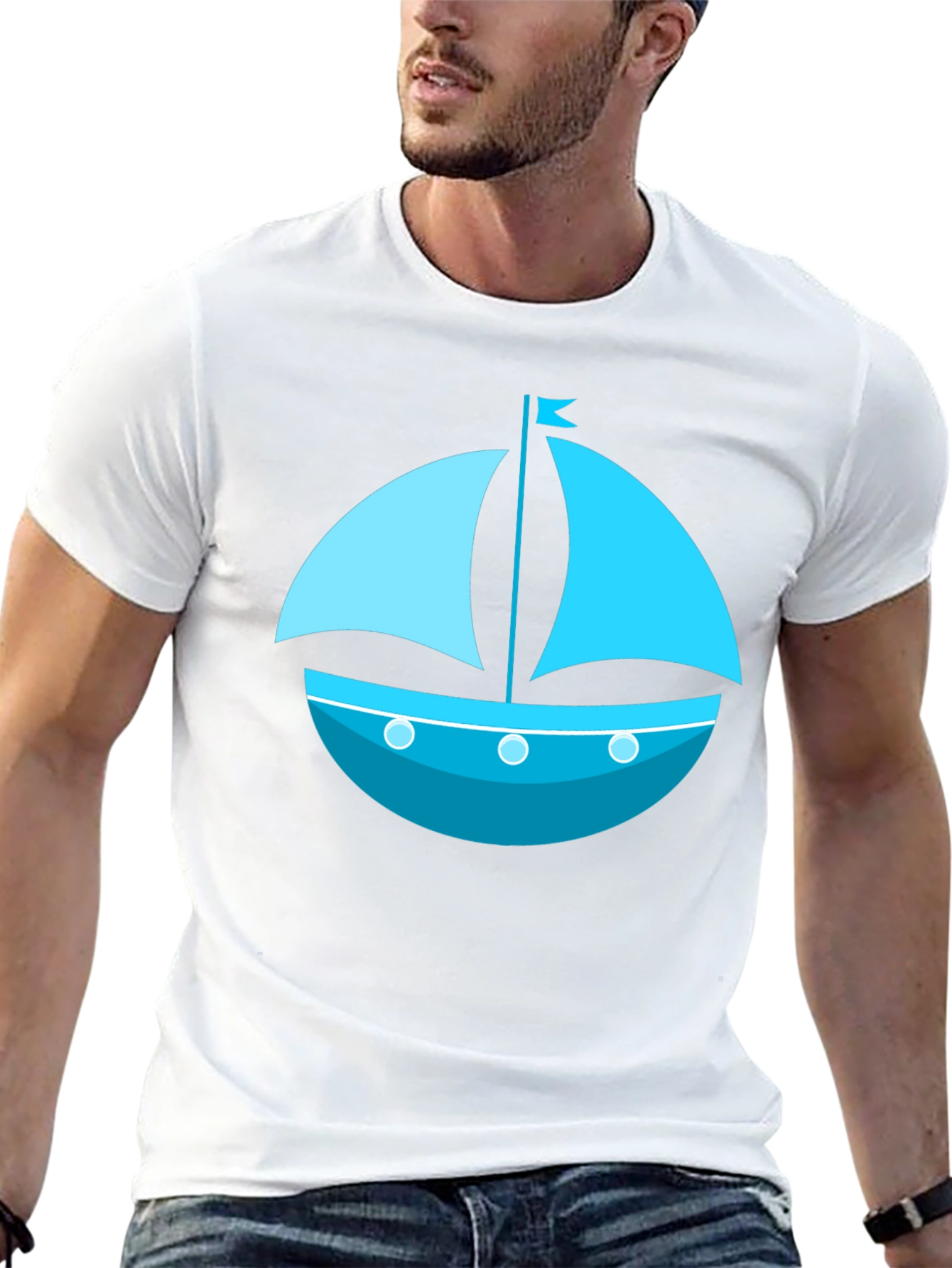 Black Nautical Sailboat Graphic Tee - Black Cotton Shirt view 13