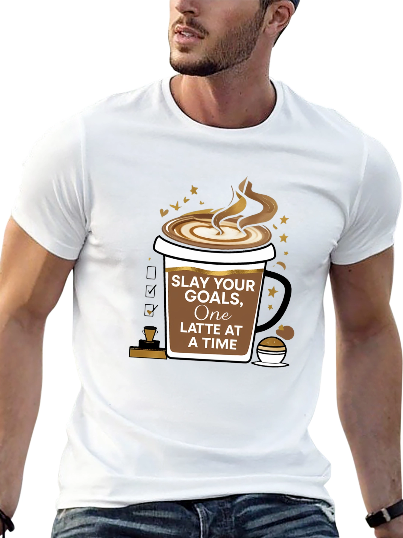Black Slay Your Goals Coffee T-Shirt - One Latte at a Time view 13