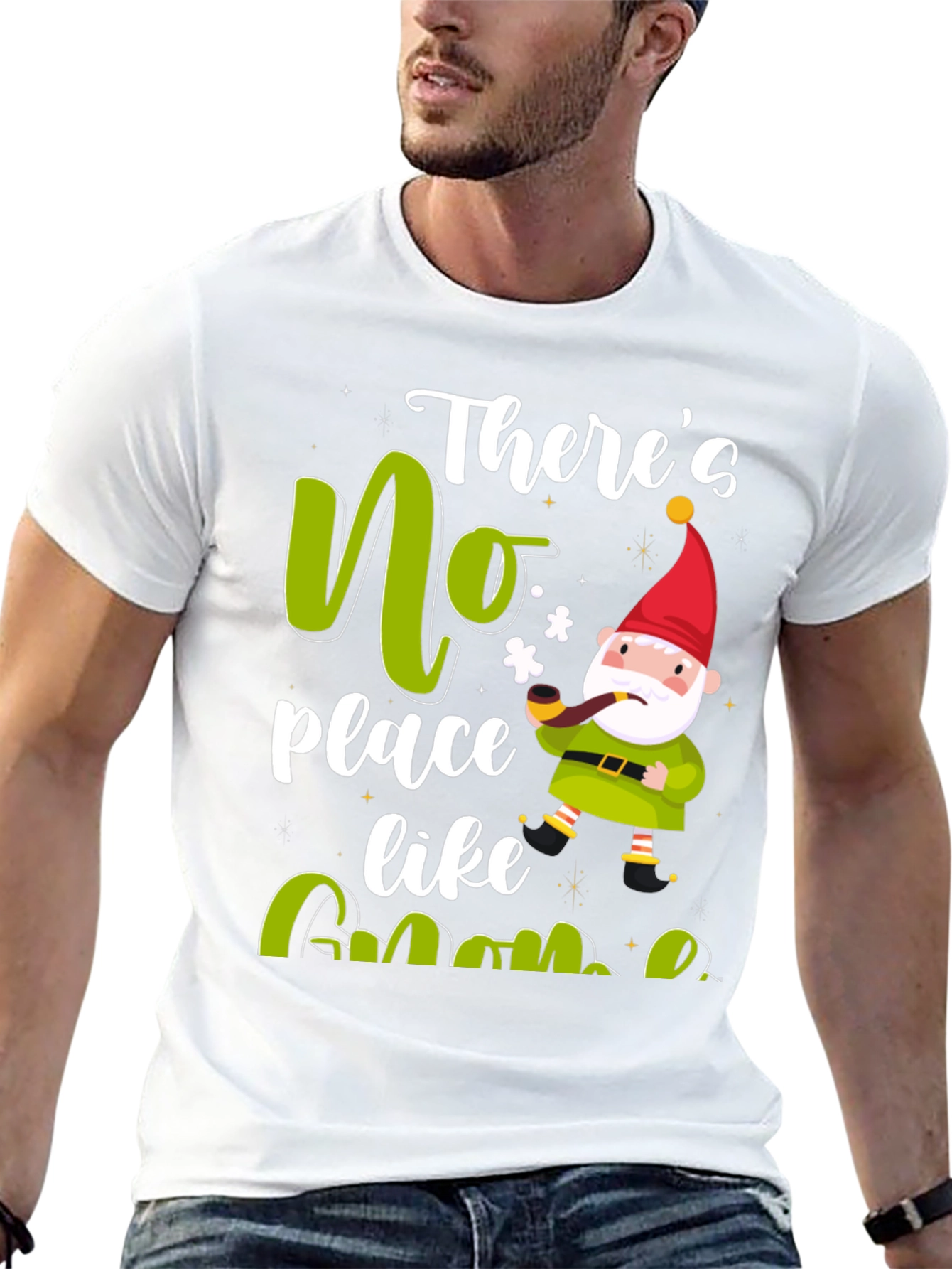 Black There's No Place Like Gnome Black T-Shirt view 13