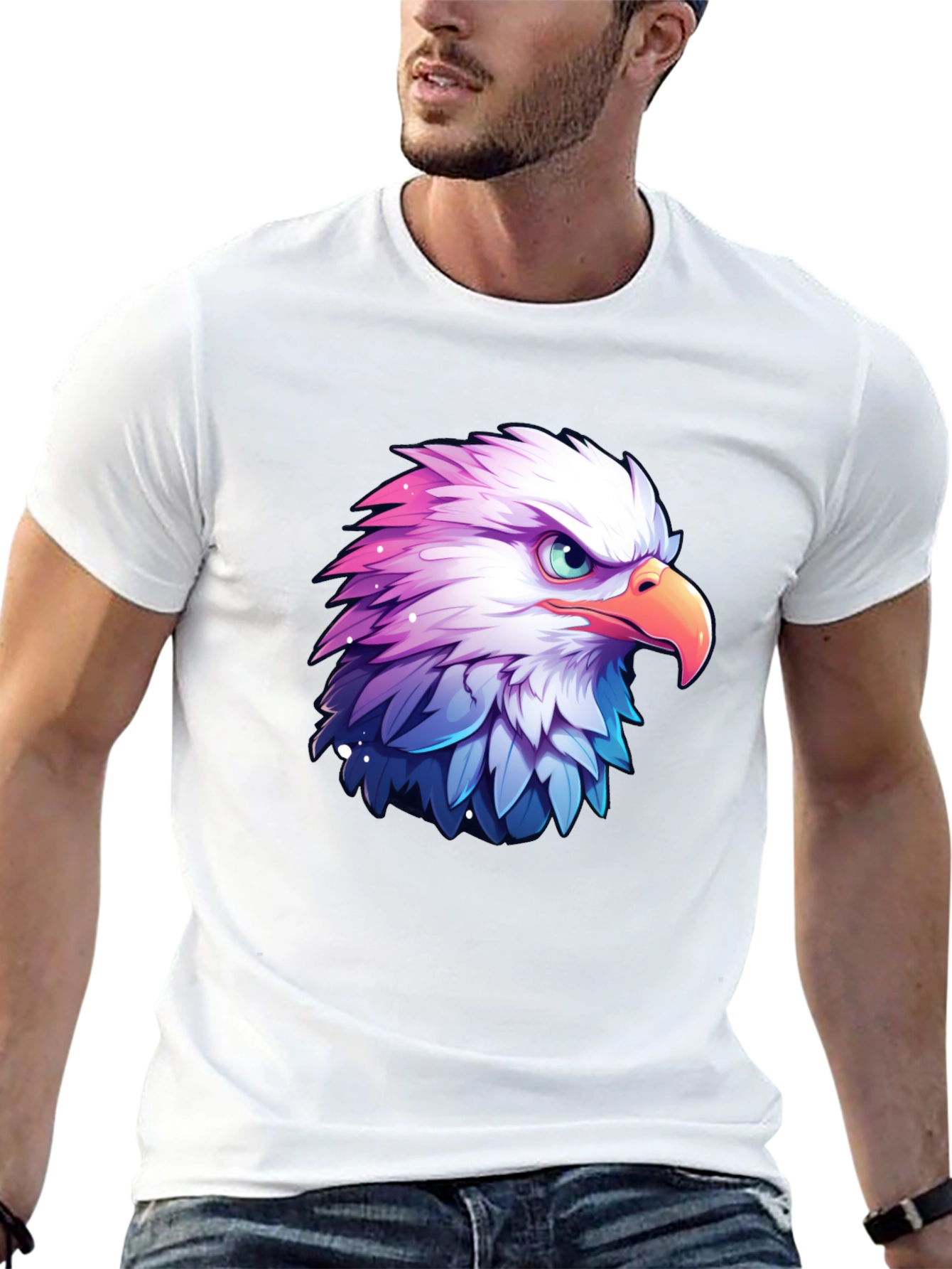 Black Eagle Graphic Black T-Shirt for Men view 13