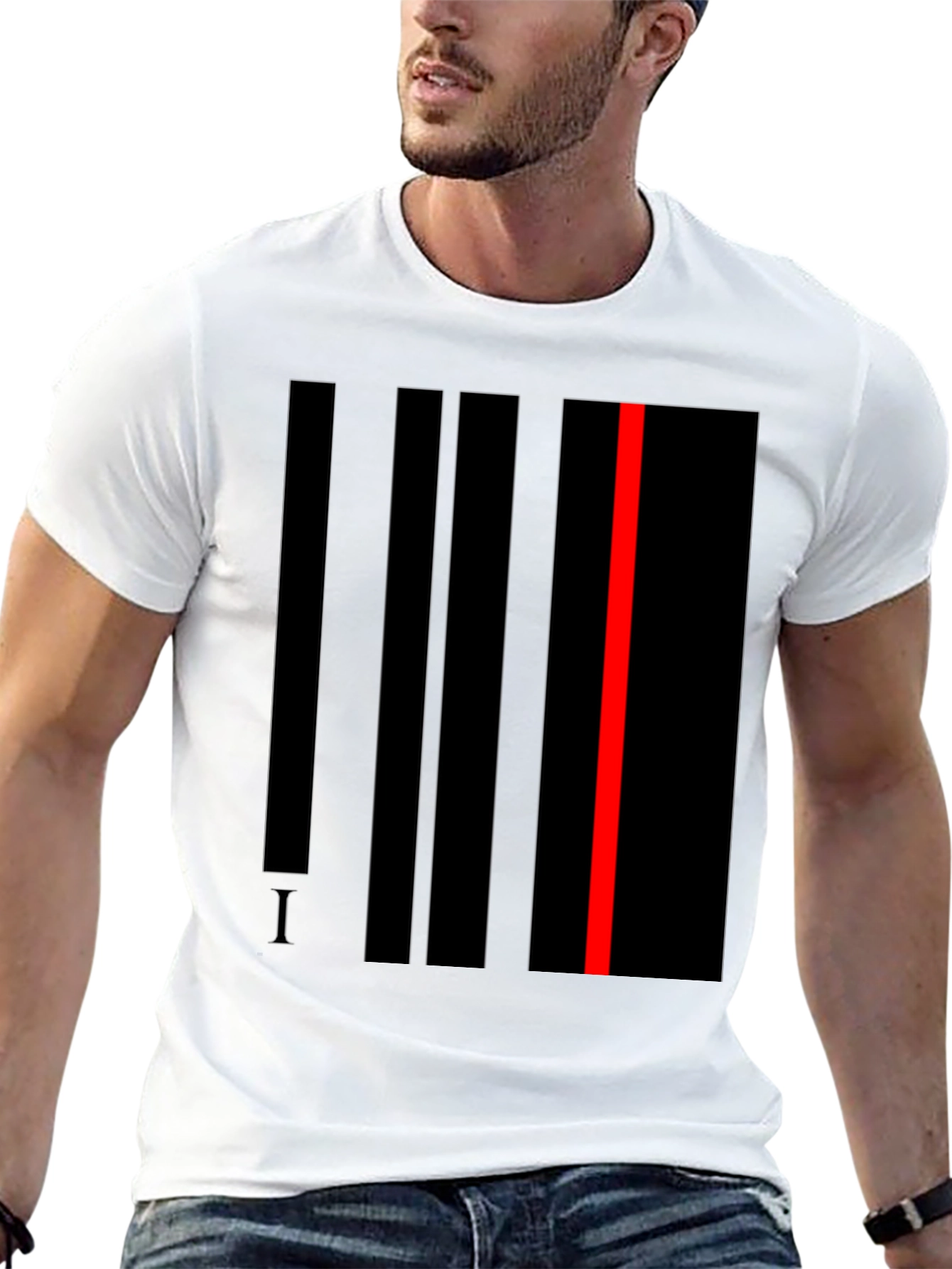 Black Striking Abstract Line Art T-Shirt - Black view 13