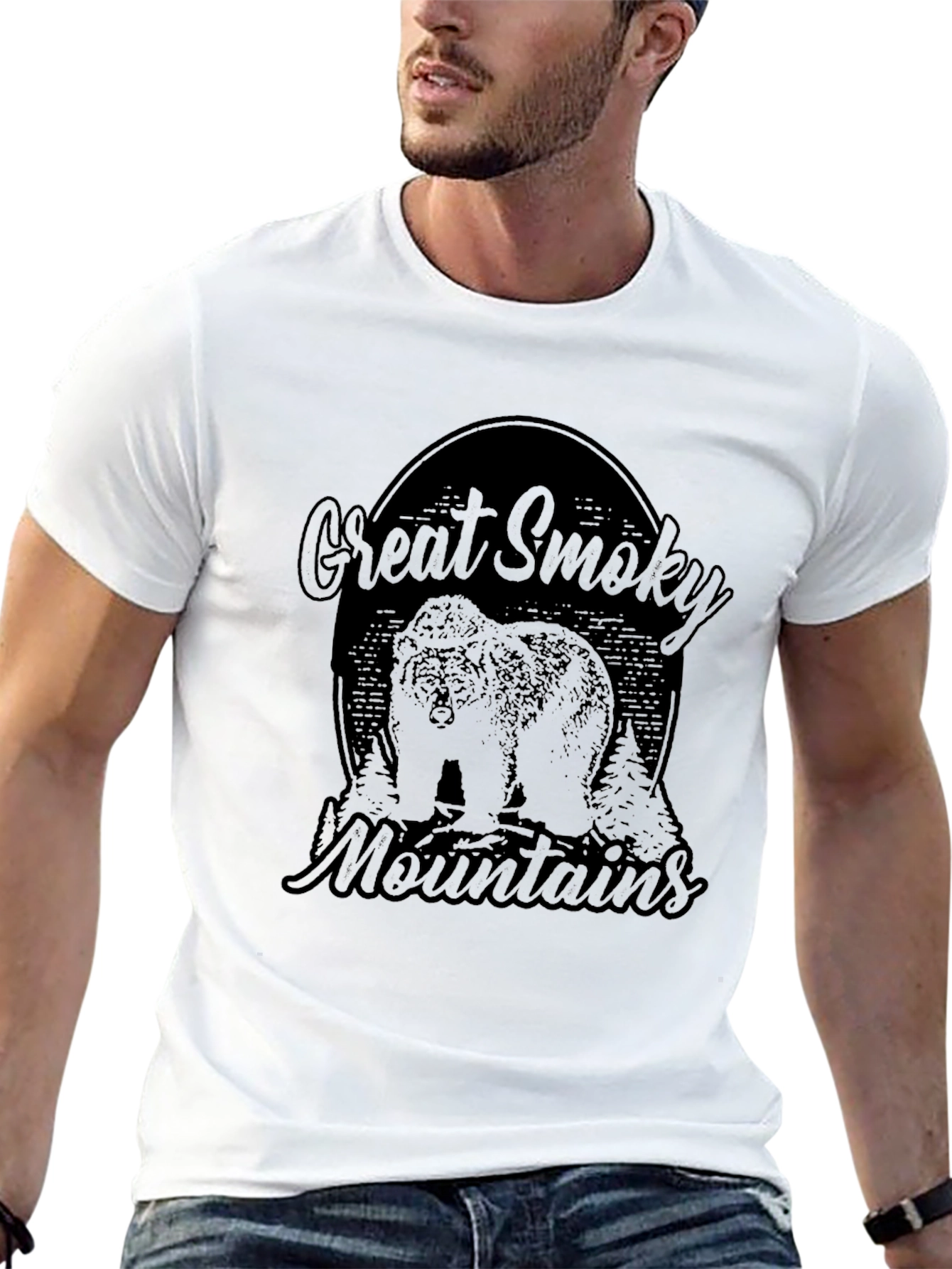Black Great Smoky Mountains Bear Graphic T-Shirt view 13