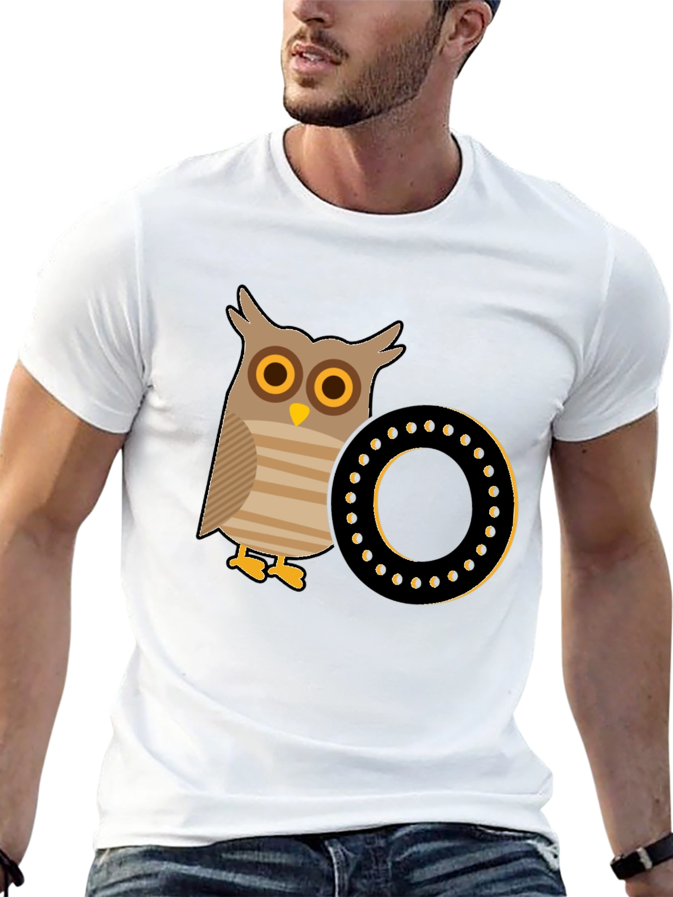 Black Owl and Letter 'O' T-Shirt view 13