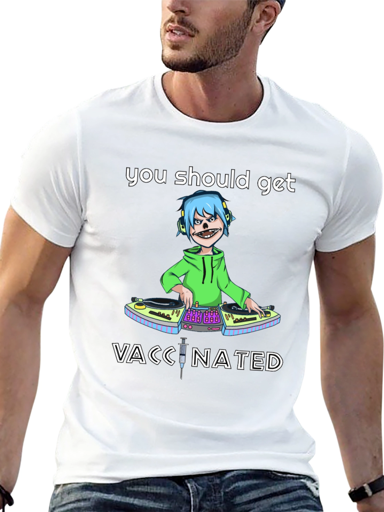 Black Vaccinated DJ Graphic Tee - Stylish & Comfy view 13