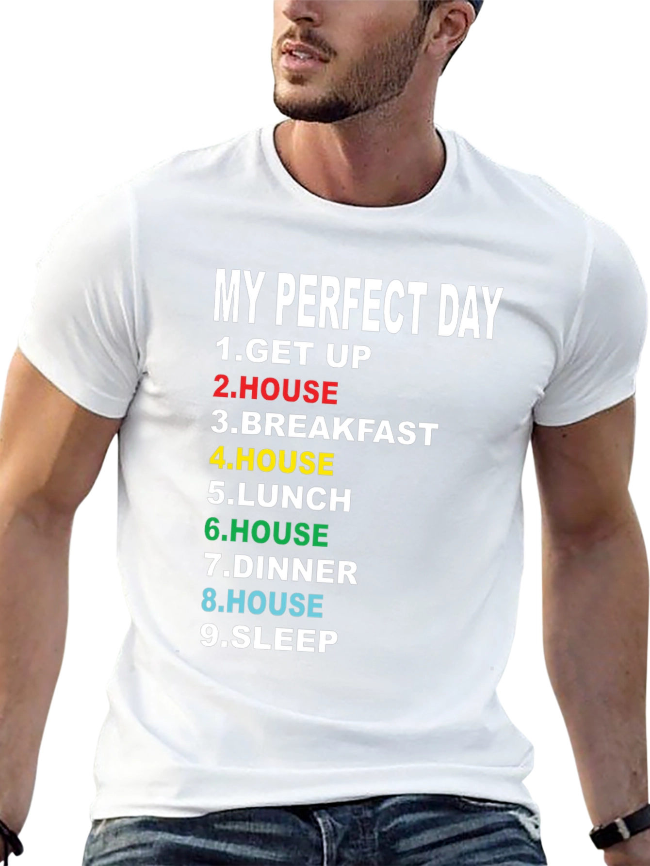Black My Perfect Day T-Shirt - Funny Graphic Tee view 13
