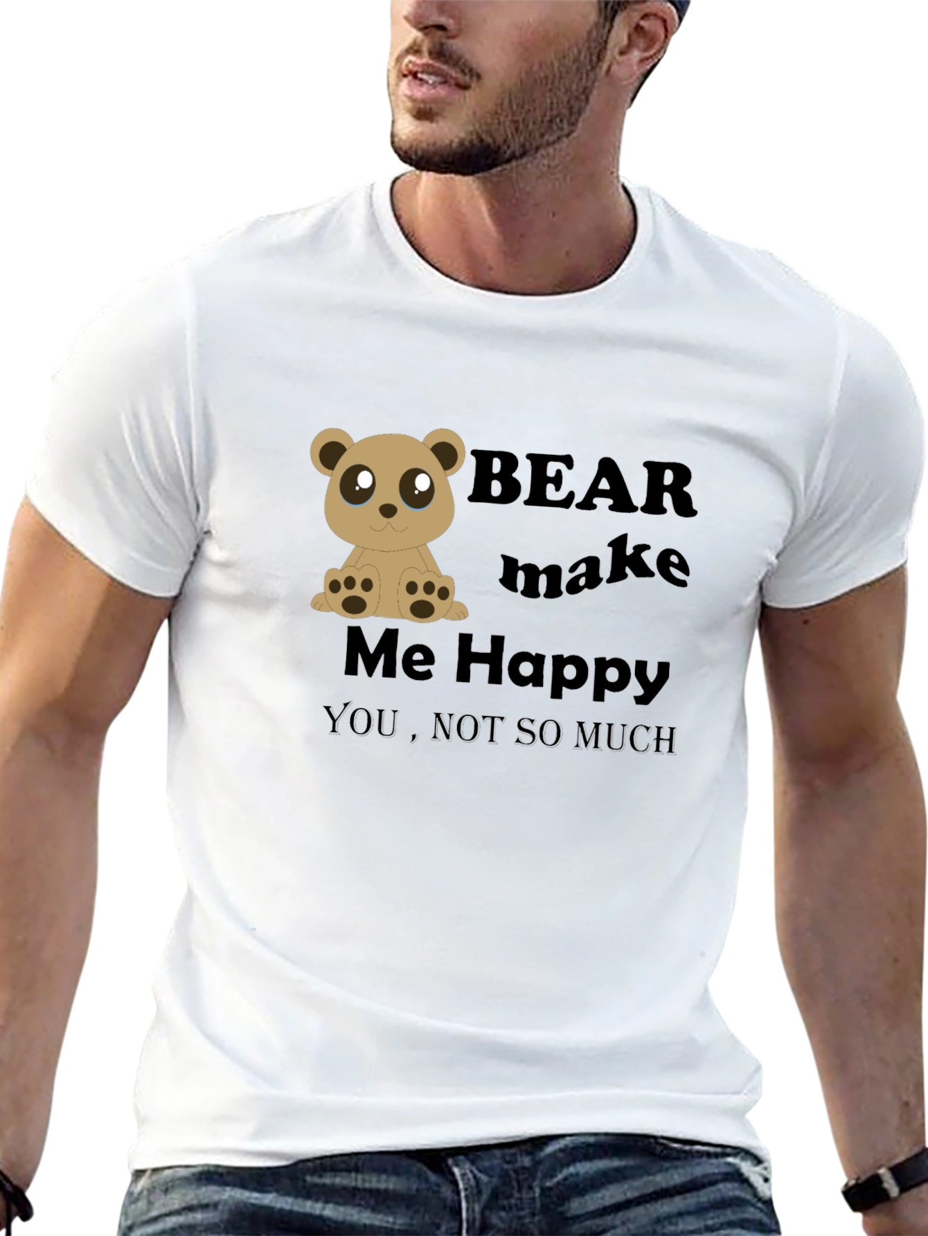 Black Bear Make Me Happy Black Graphic Tee view 13