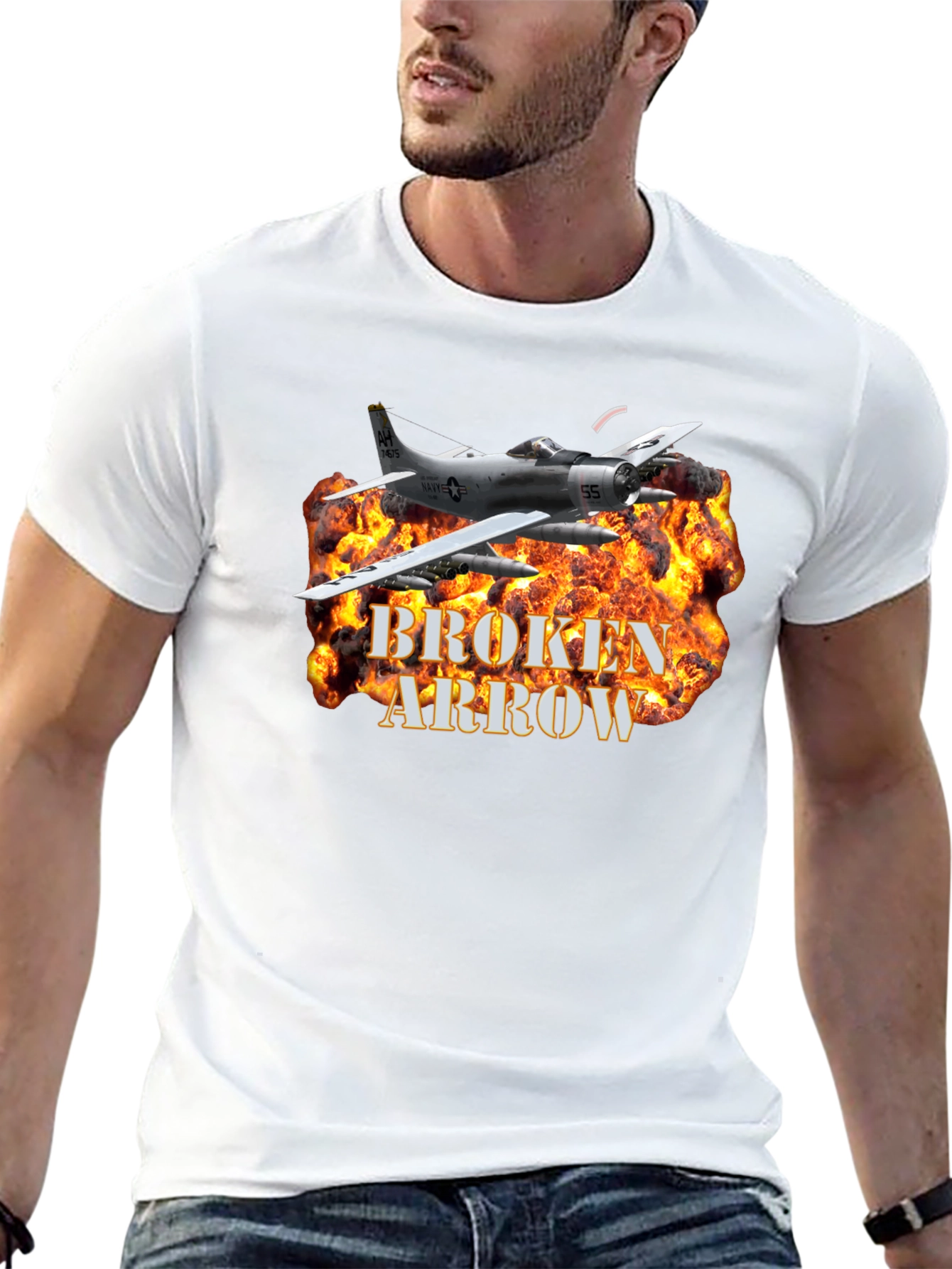 Black Broken Arrow Fire Plane T-Shirt view 13
