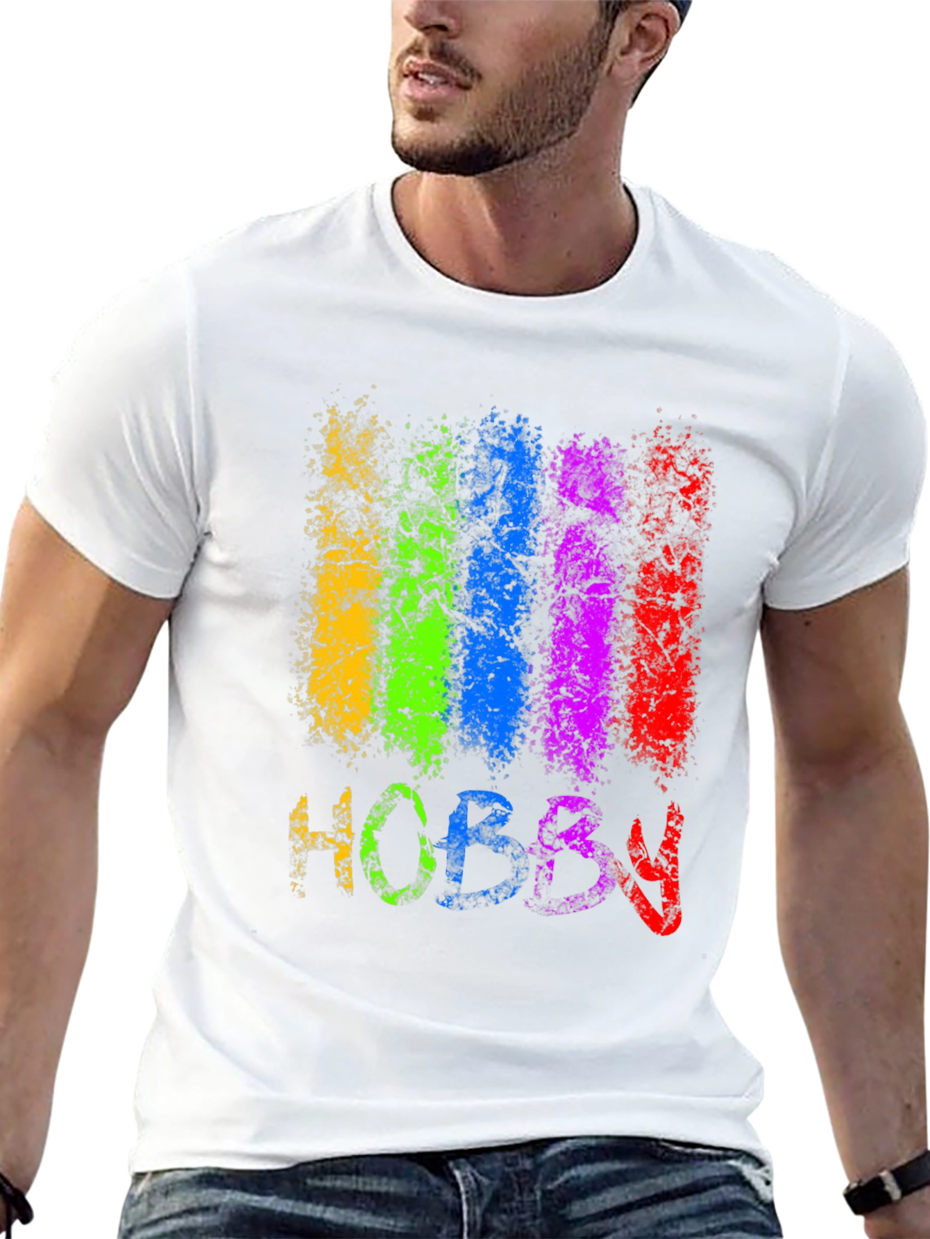 Black Colorful Hobby Graphic Tee - Black Cotton Blend view 13