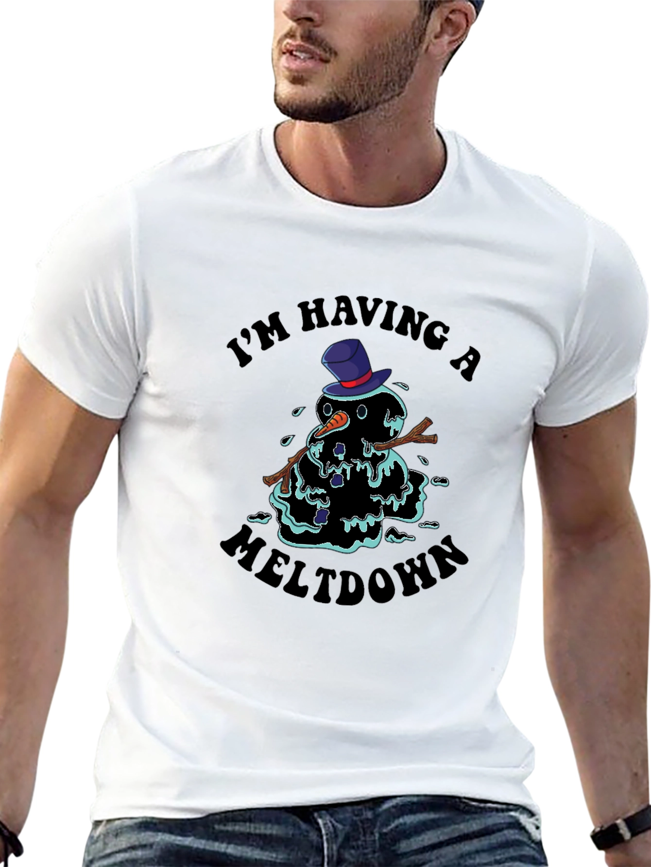 Black Meltdown Snowman Graphic Tee - I'm Having A Meltdown T-Shirt view 13