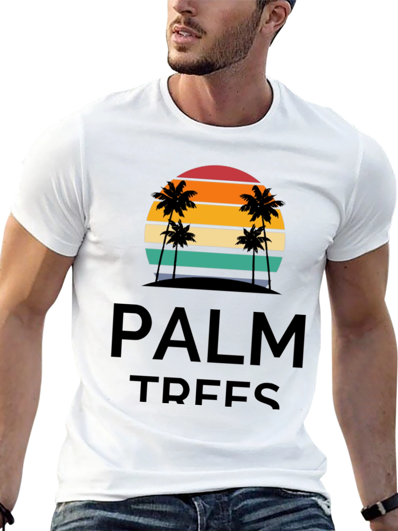 Black Palm Trees Graphic T-Shirt - Retro Sunset Design view 13