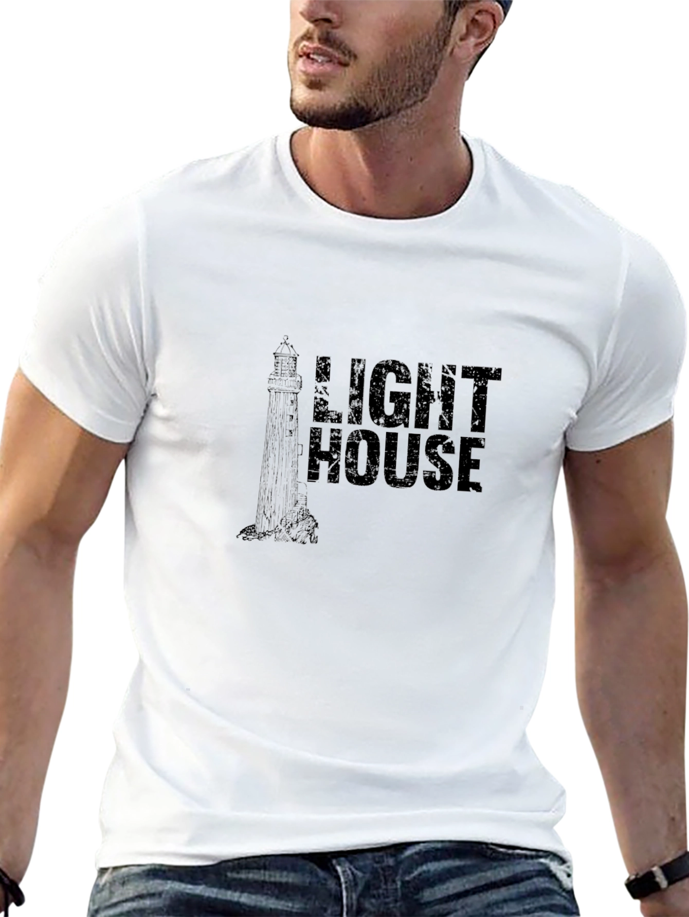 Black Lighthouse Graphic Print Black T-Shirt view 13