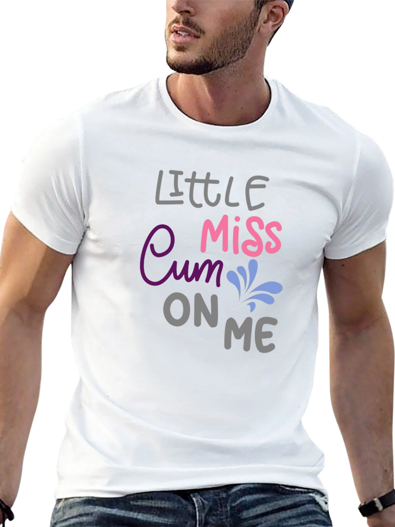 Black Little Miss Cum On Me Funny Adult Humor T-Shirt view 13