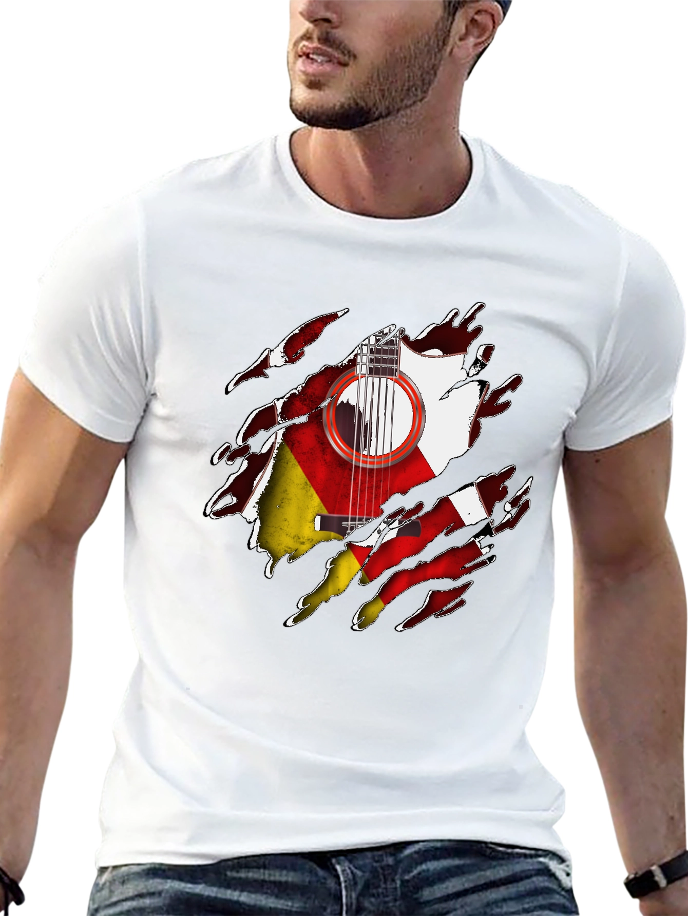 German Flag Guitar Ripped T-Shirt - 13