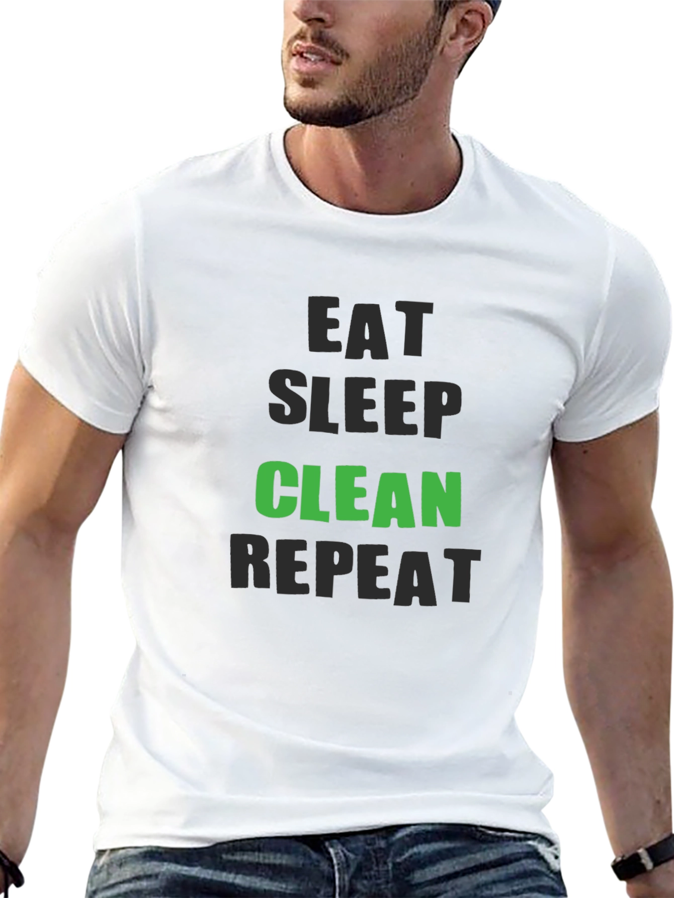 Black Eat Sleep Clean Repeat - Funny Cleaning T-Shirt view 13