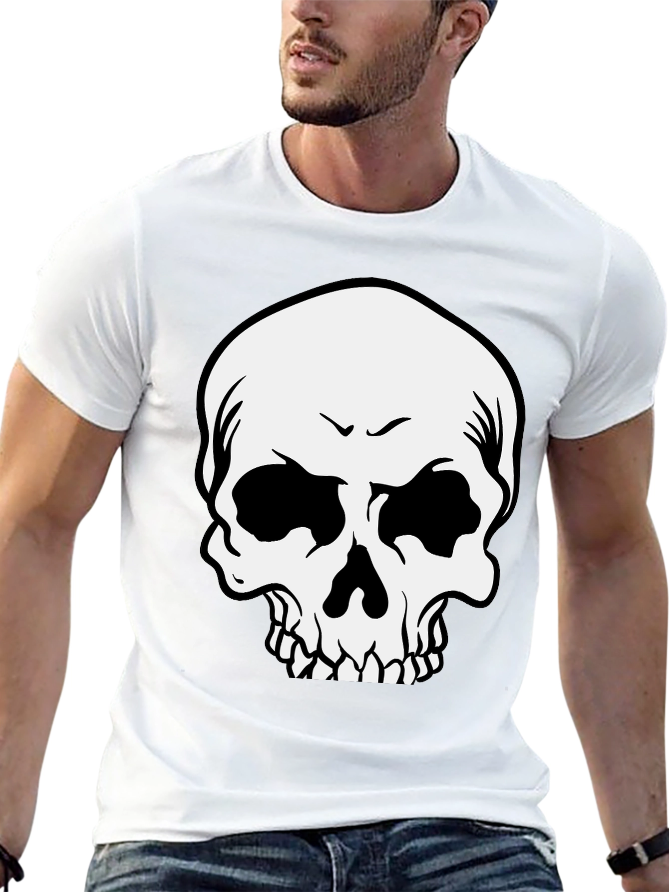 Black Skull Graphic Print Black T-Shirt view 13