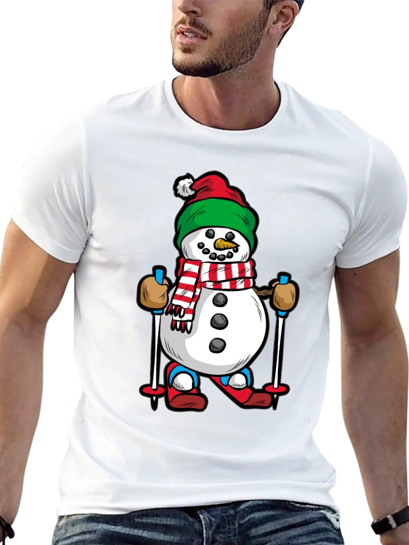 Black Snowman Skiing Graphic Tee - Holiday Cheer view 13