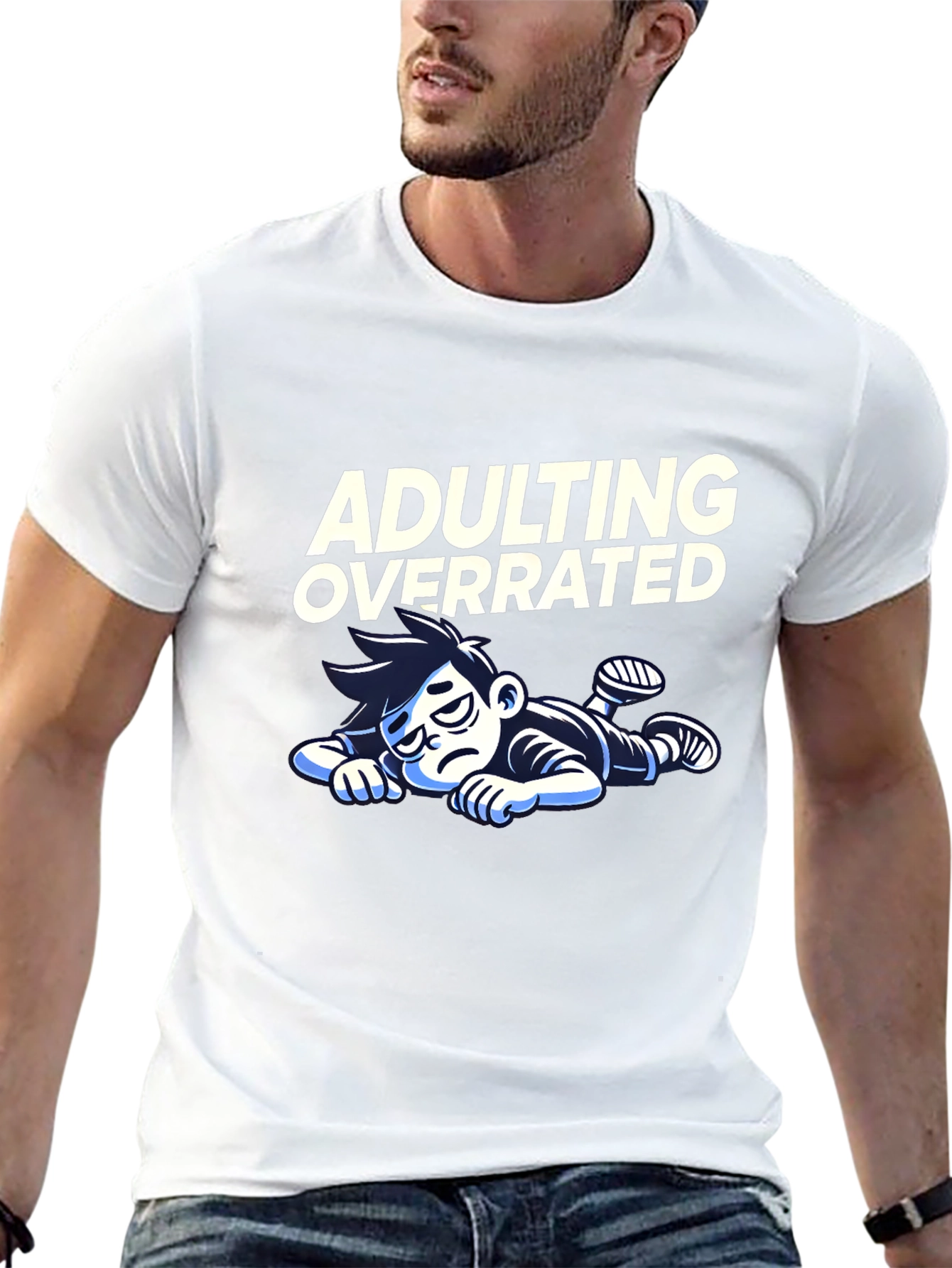 Black Adulting Overrated Graphic T-Shirt - Black view 13