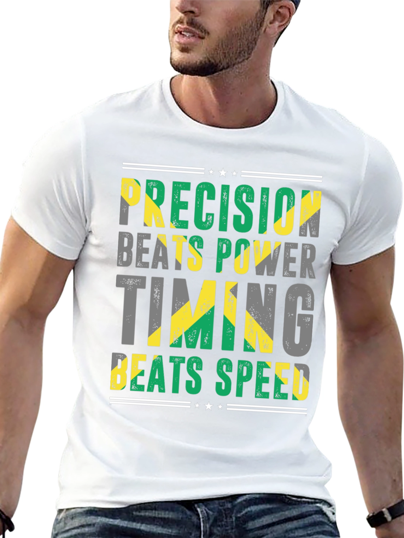 Black Precision Beats Power Jamaica T-Shirt view 13