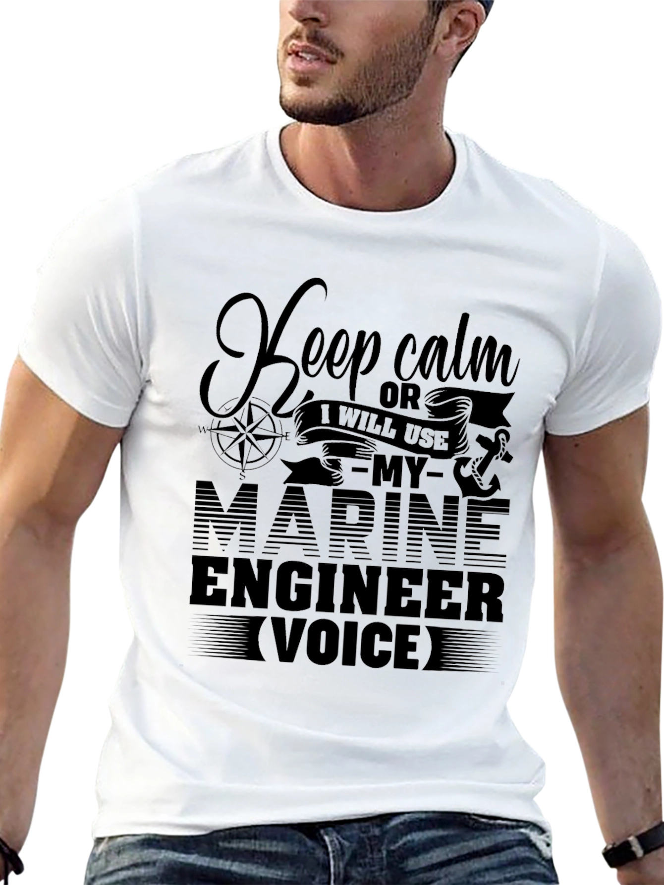 Black Keep Calm Marine Engineer T-Shirt view 13