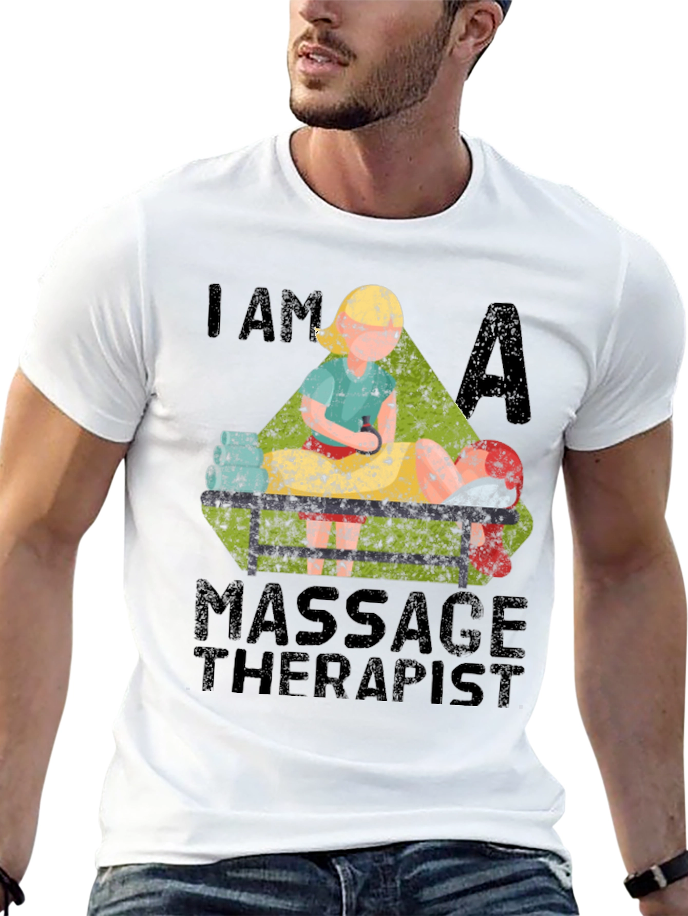 Black Massage Therapist T-Shirt - Unisex view 13