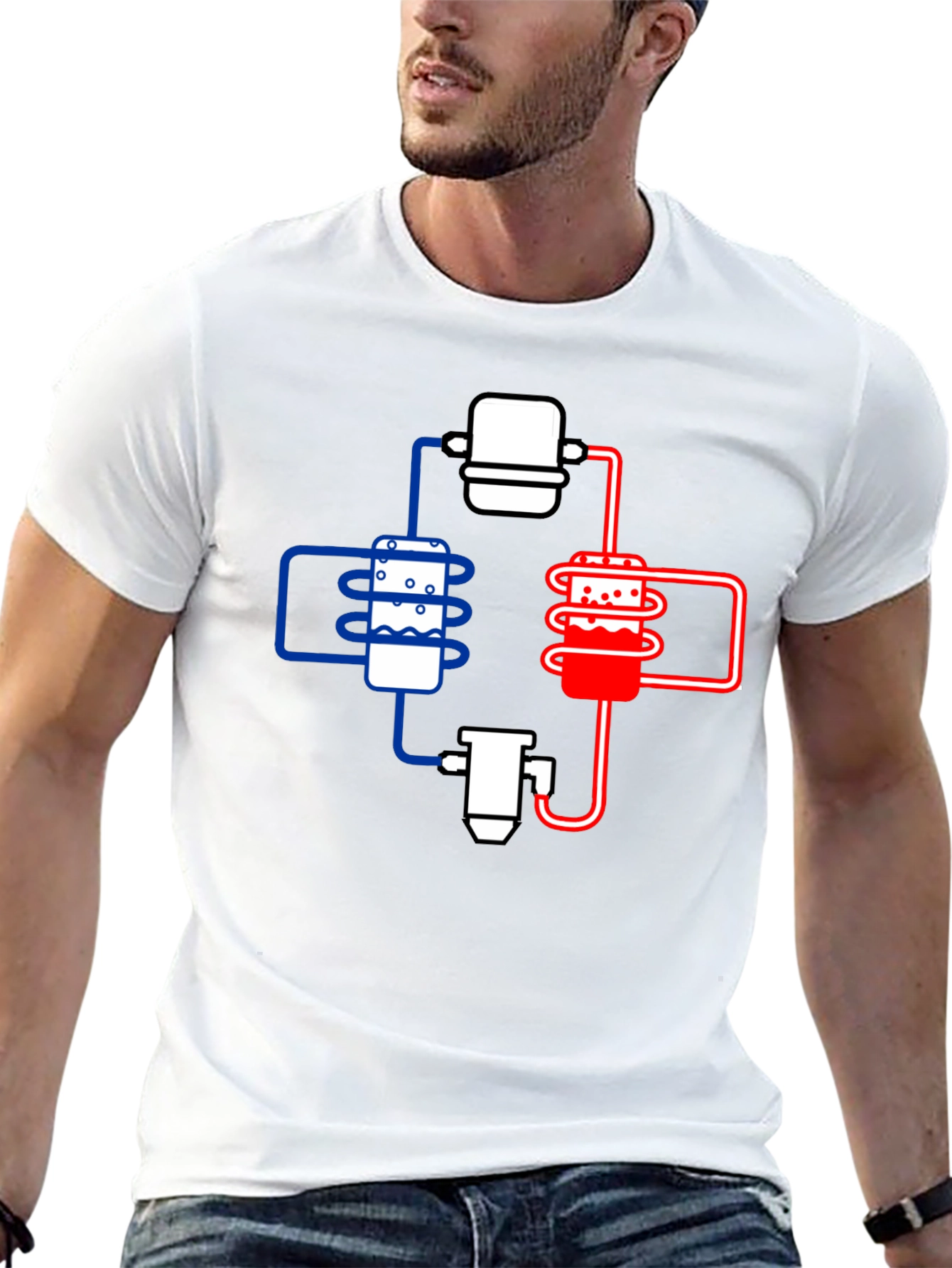 Black Cooling System Diagram Black T-Shirt view 13