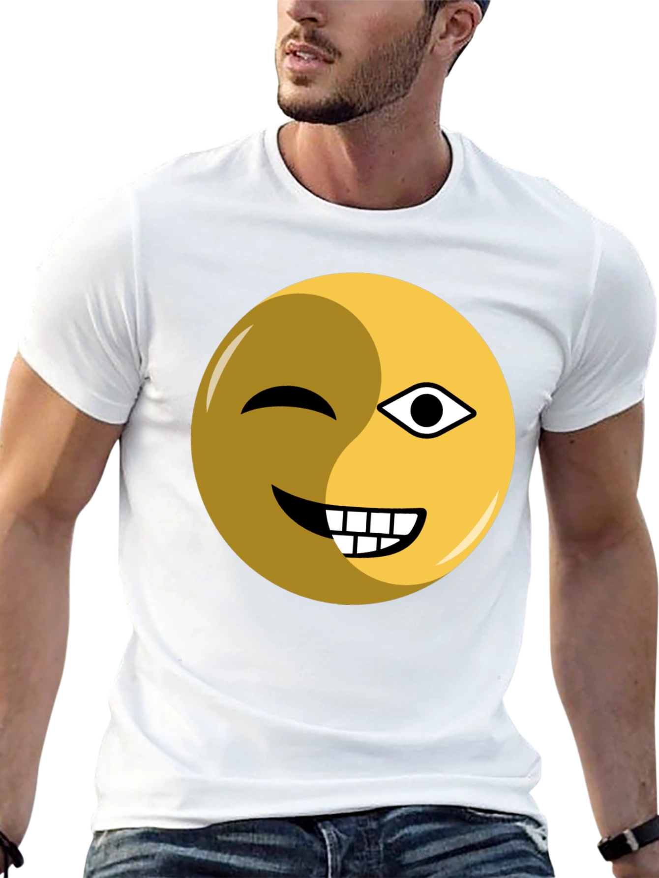 Black Winking Emoji Graphic Tee - Black Cotton Blend view 13