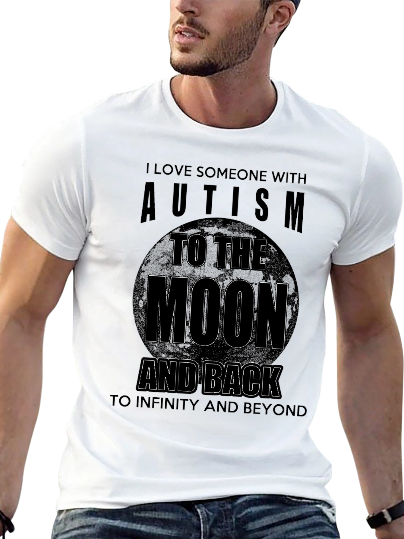Black Autism Awareness T-Shirt - Love to the Moon and Back view 13