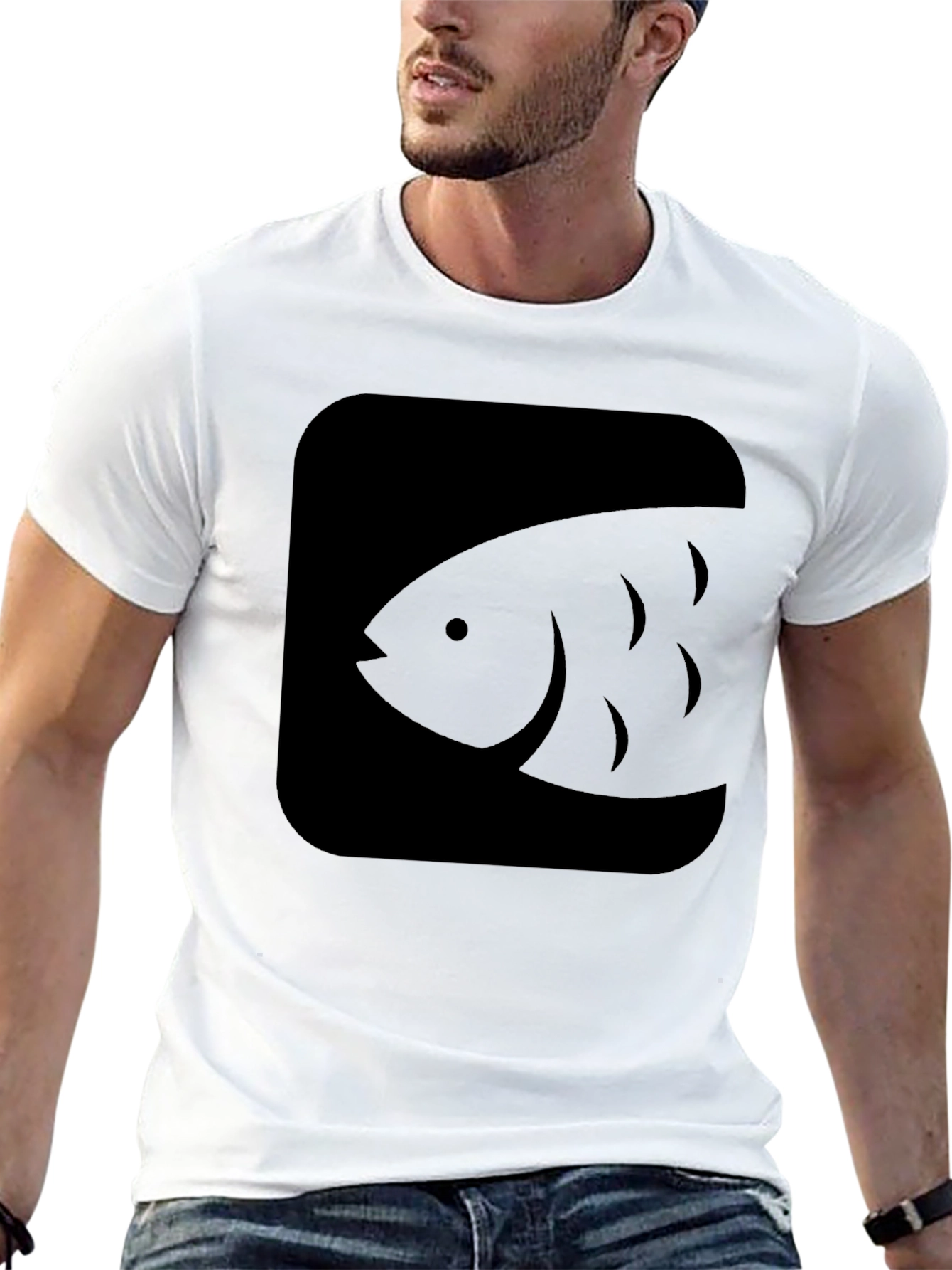 Black Fish Graphic Tee - Men's Modern Casual Shirt - 13