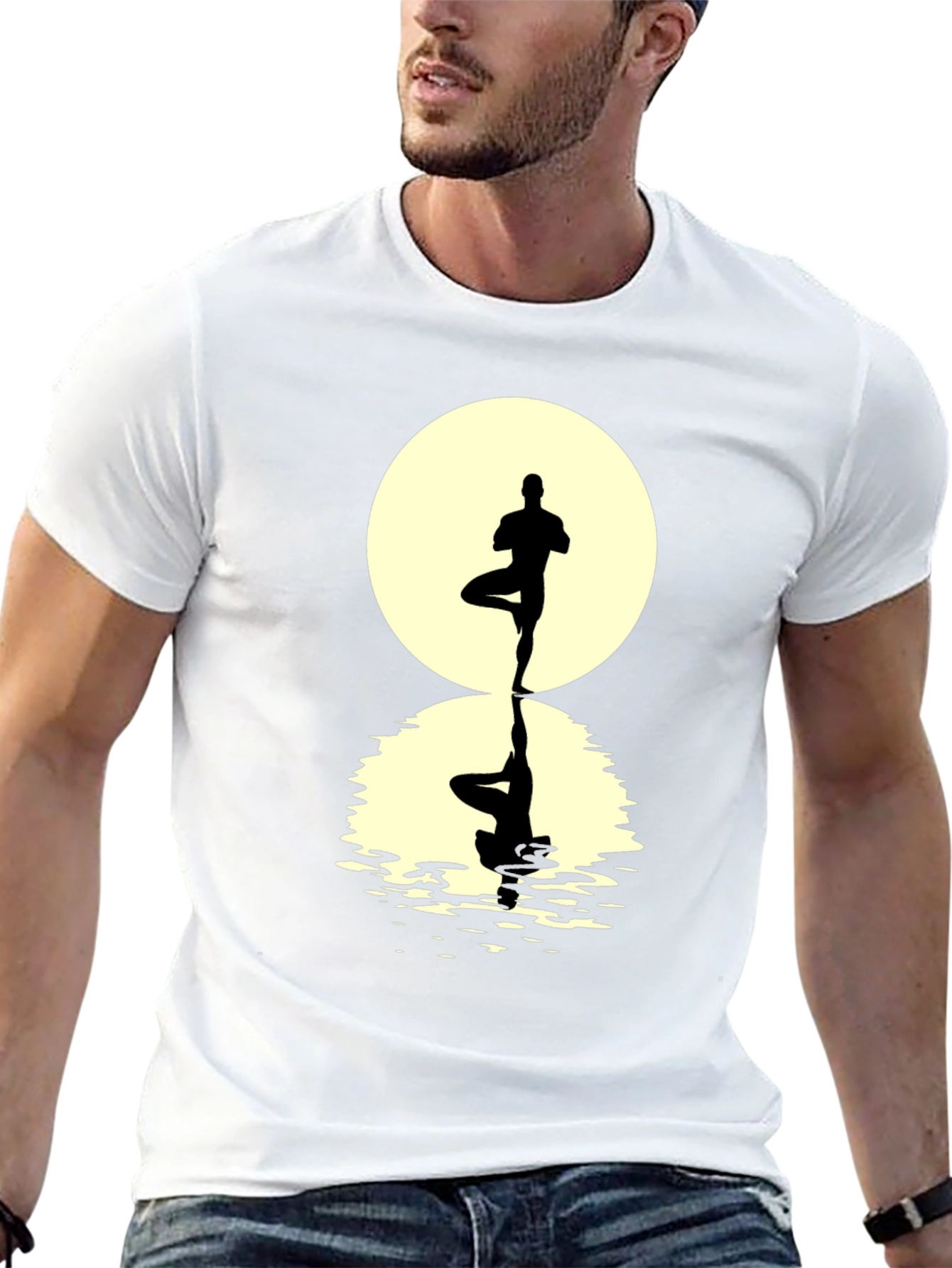Black Yoga Pose Silhouette Graphic Tee view 13