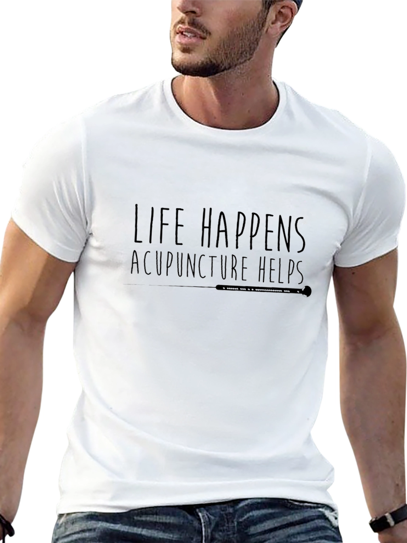 Black Life Happens Acupuncture Helps Black T-Shirt view 13