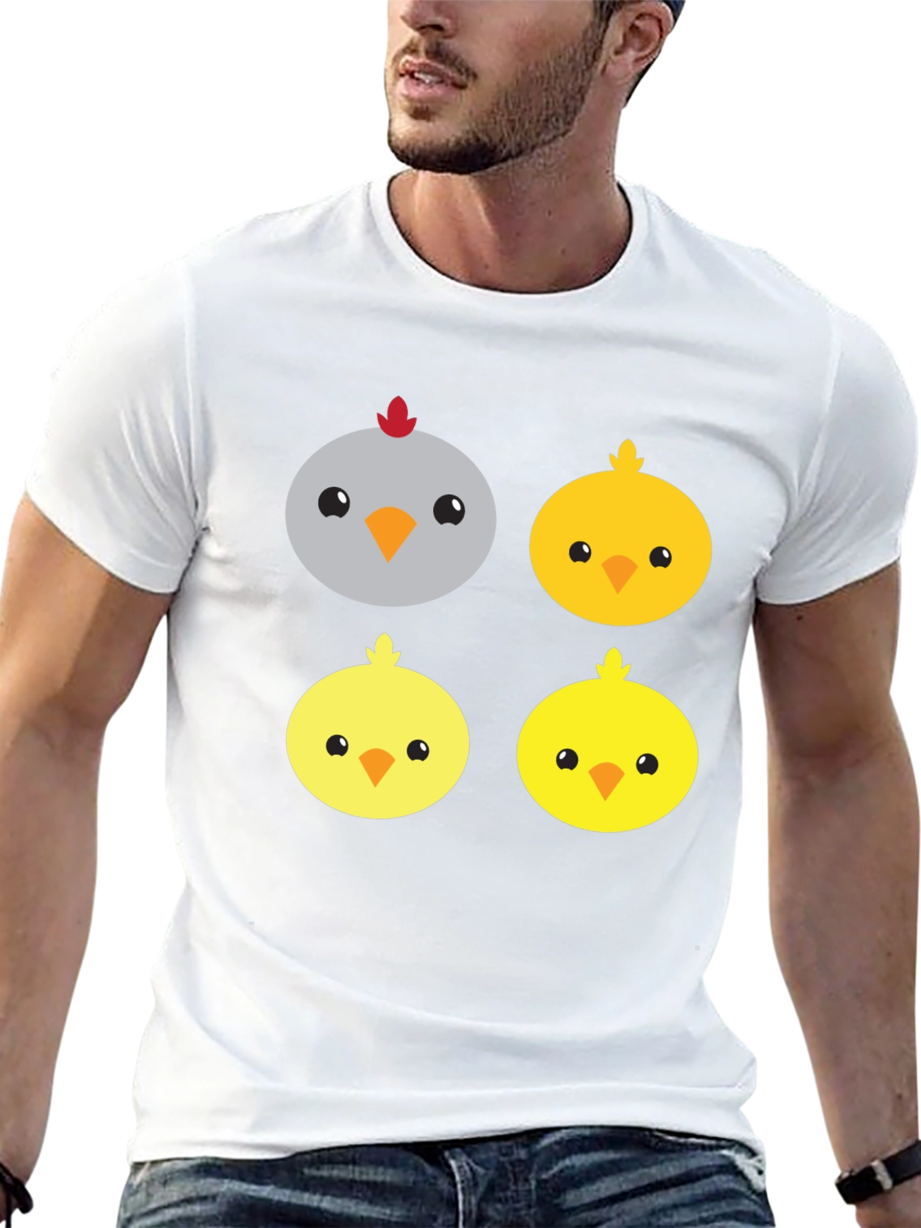 Black Cute Cartoon Chickens Graphic Tee view 13