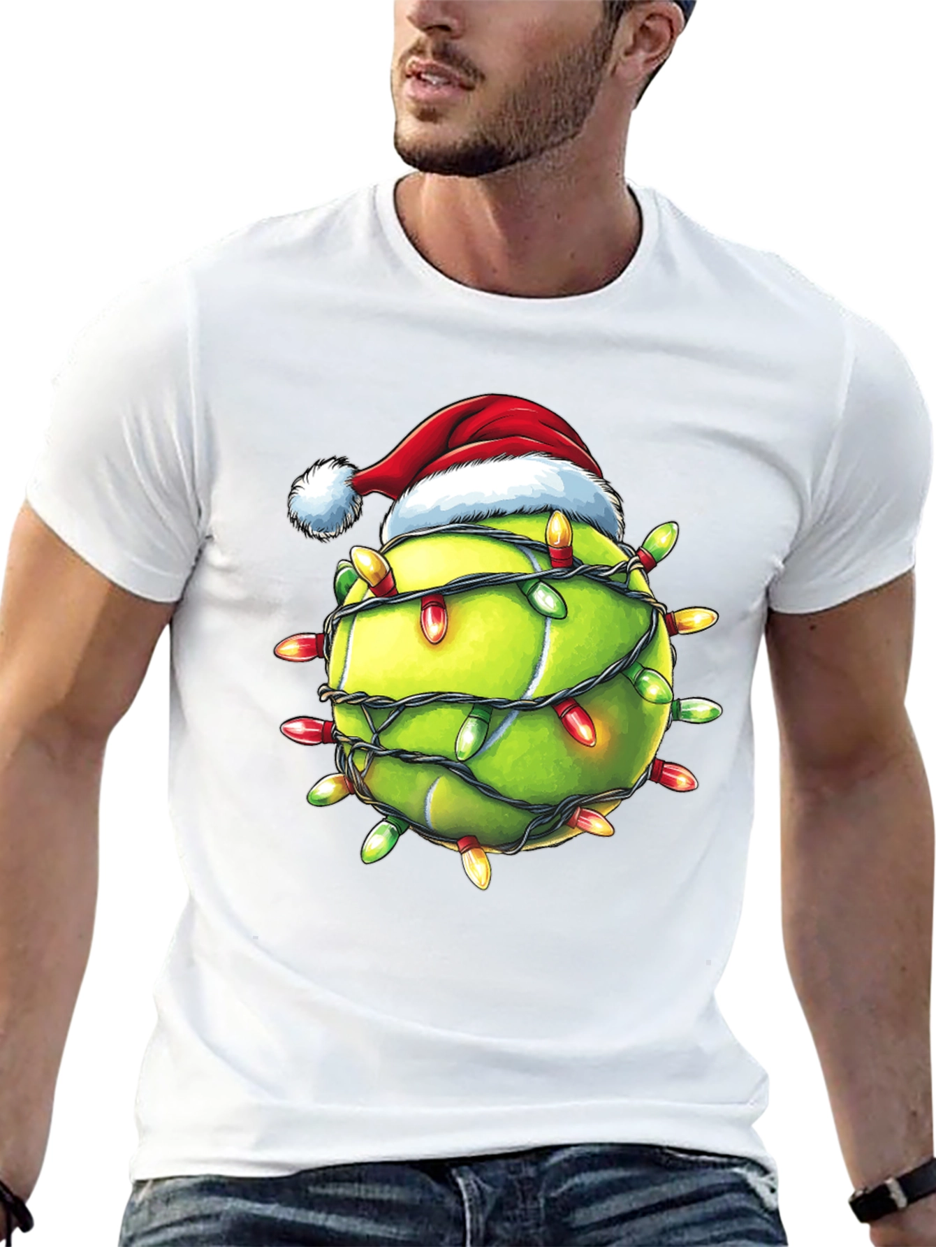 Black Festive Tennis Christmas T-Shirt view 13