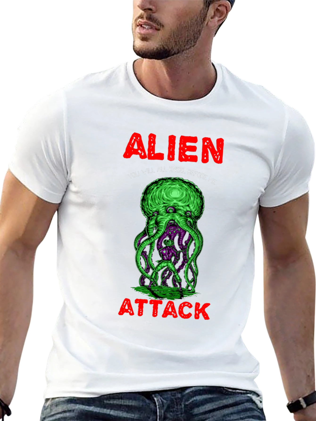 Black Alien Attack Graphic T-Shirt view 13