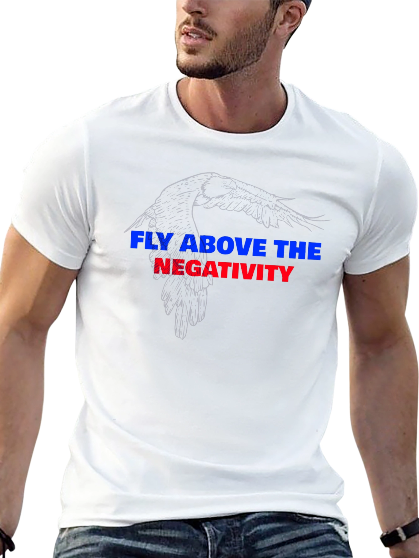 Black Fly Above Negativity Black Graphic Tee view 13