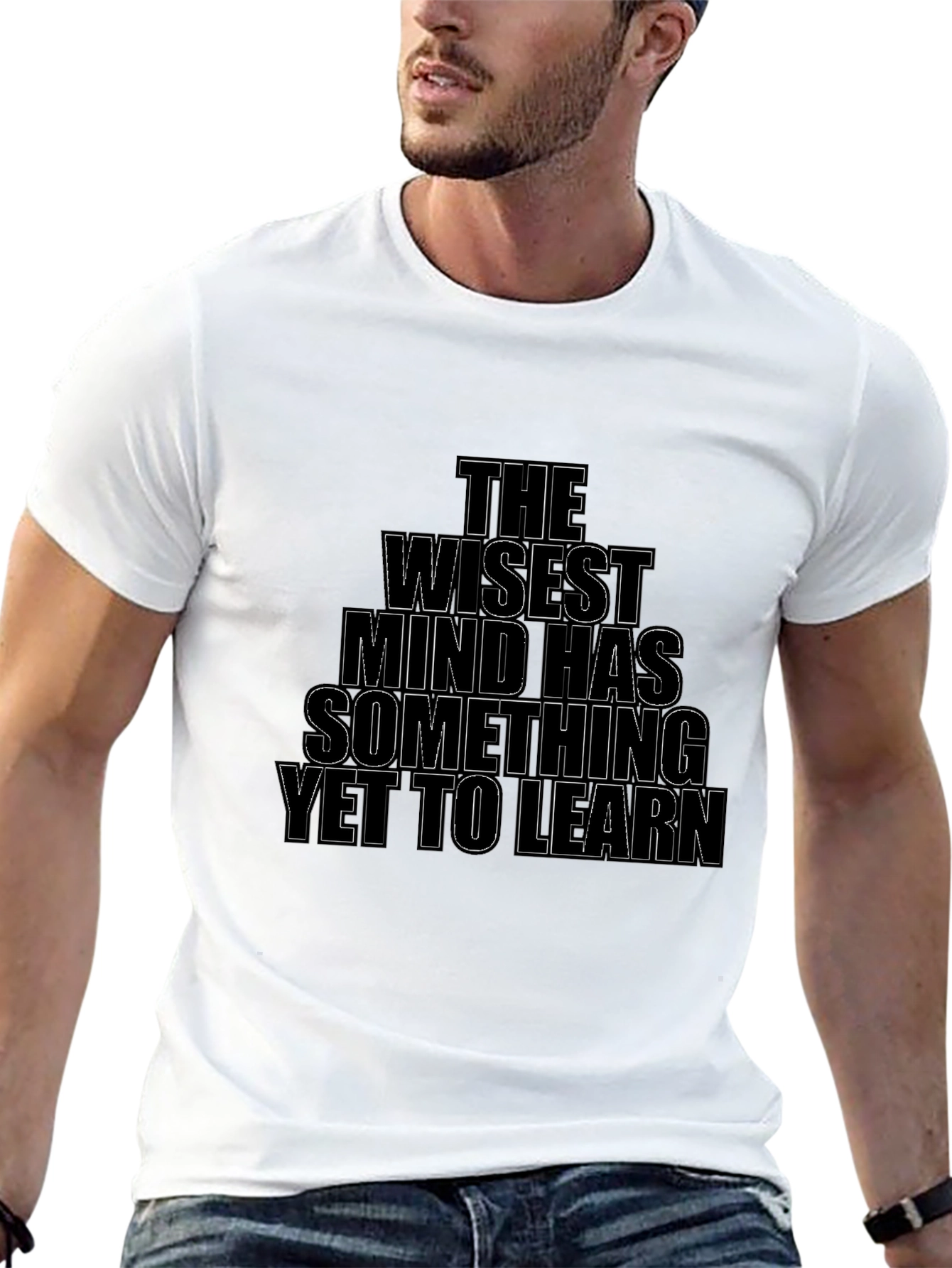 Black The Wisest Mind T-Shirt - Black Crew Neck Casual Tee view 13