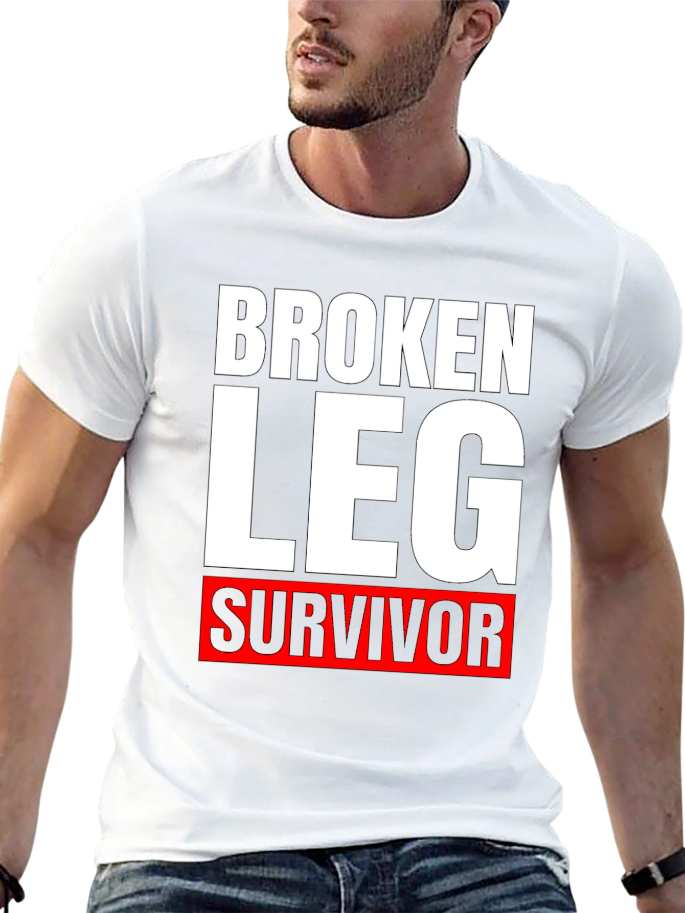 Black Broken Leg Survivor T-Shirt - Funny Get Well Soon Tee view 13