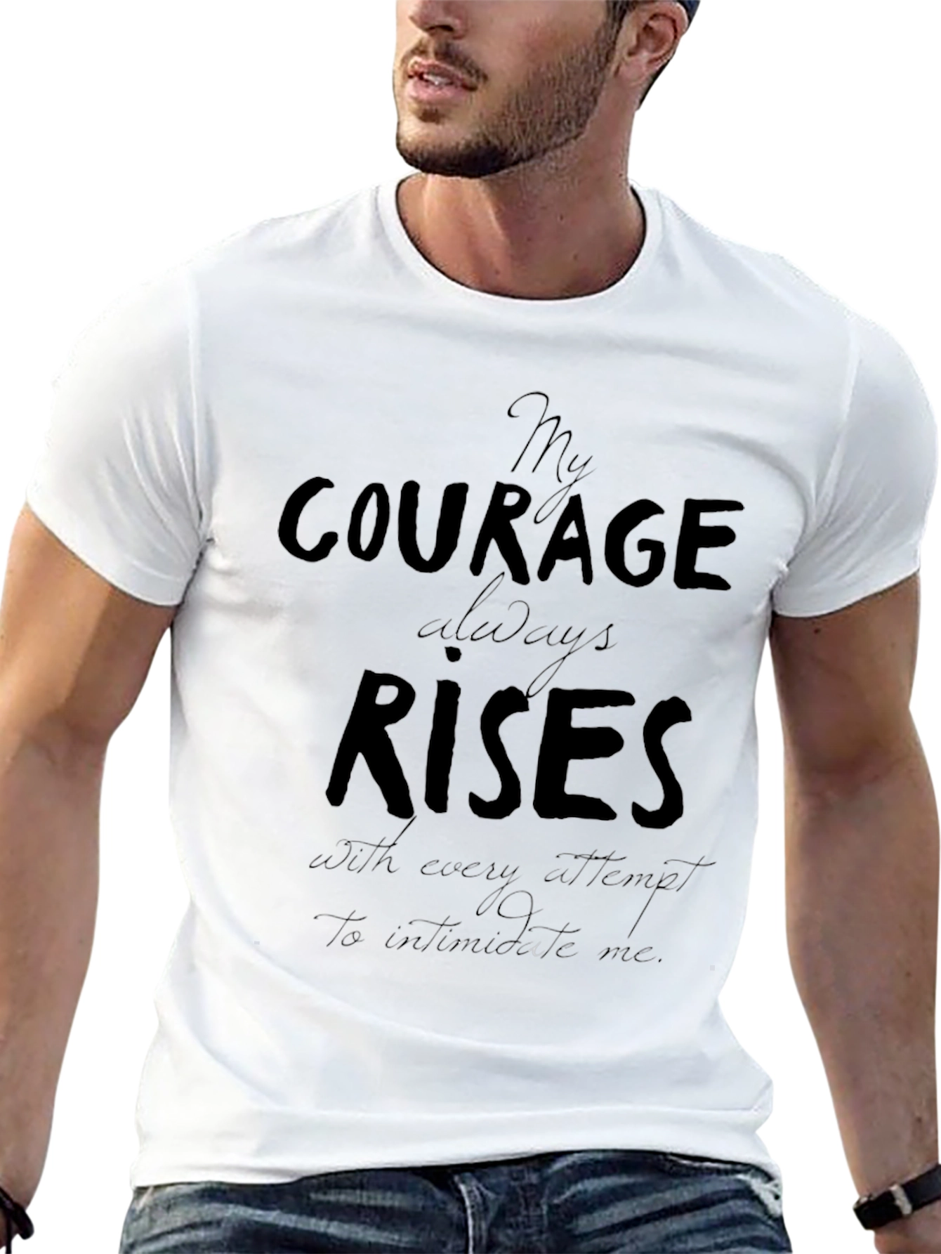 Black Courage Rises Graphic Print Black T-Shirt view 13