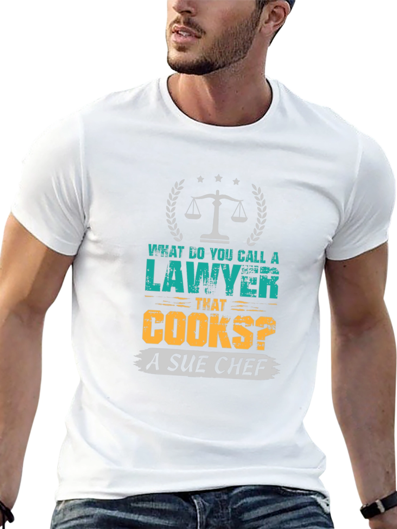 Black Lawyer Pun T-Shirt - Sue Chef Funny Law Attorney Gift view 13