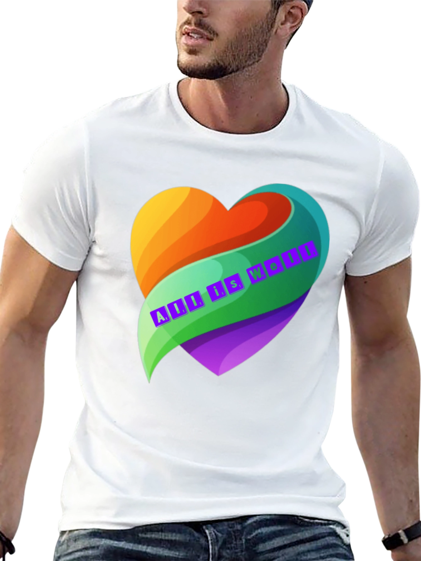 Black All is Well Heart Graphic T-Shirt view 13