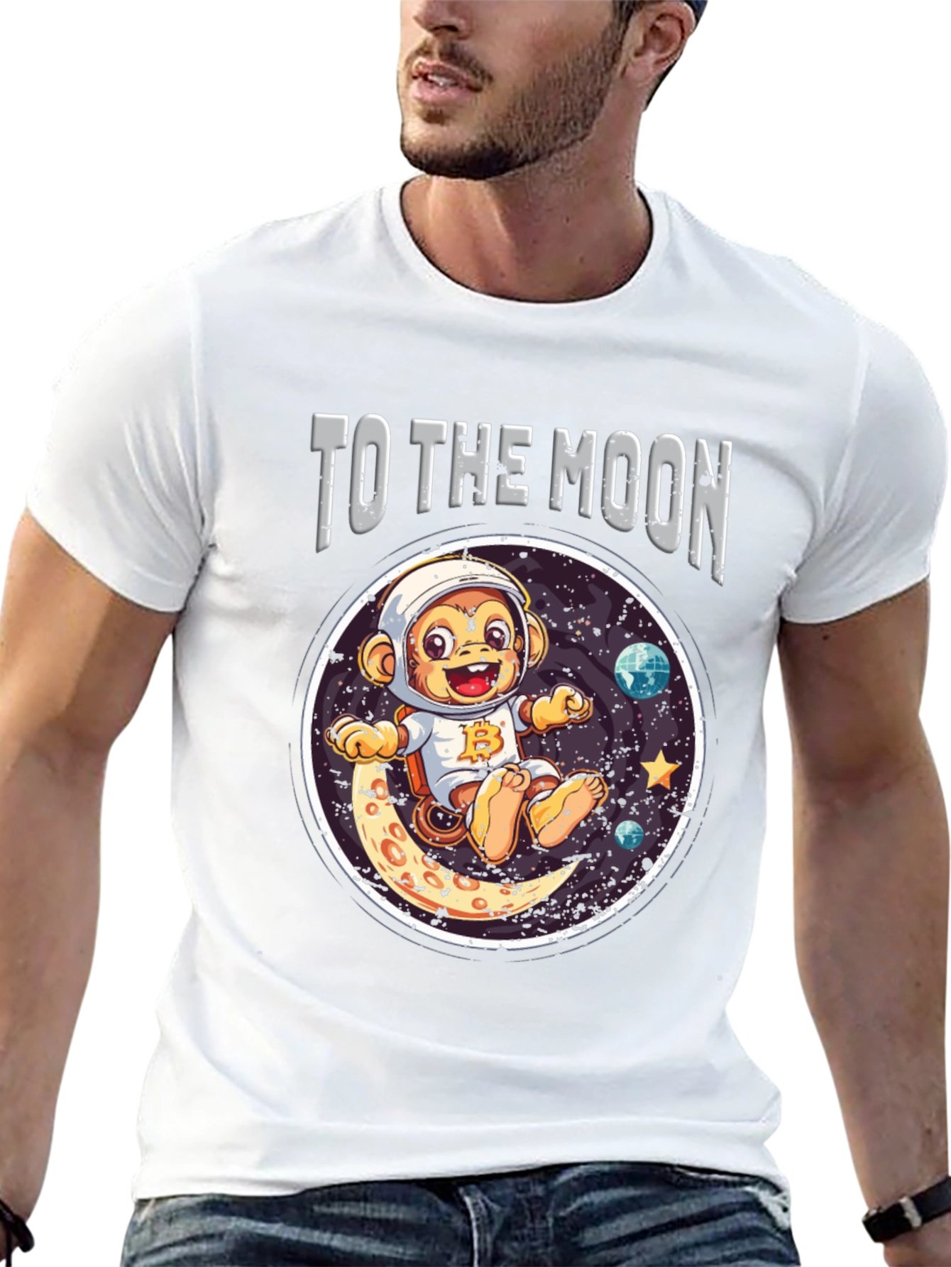 Black To the Moon Monkey T-Shirt - Crypto Ape view 13