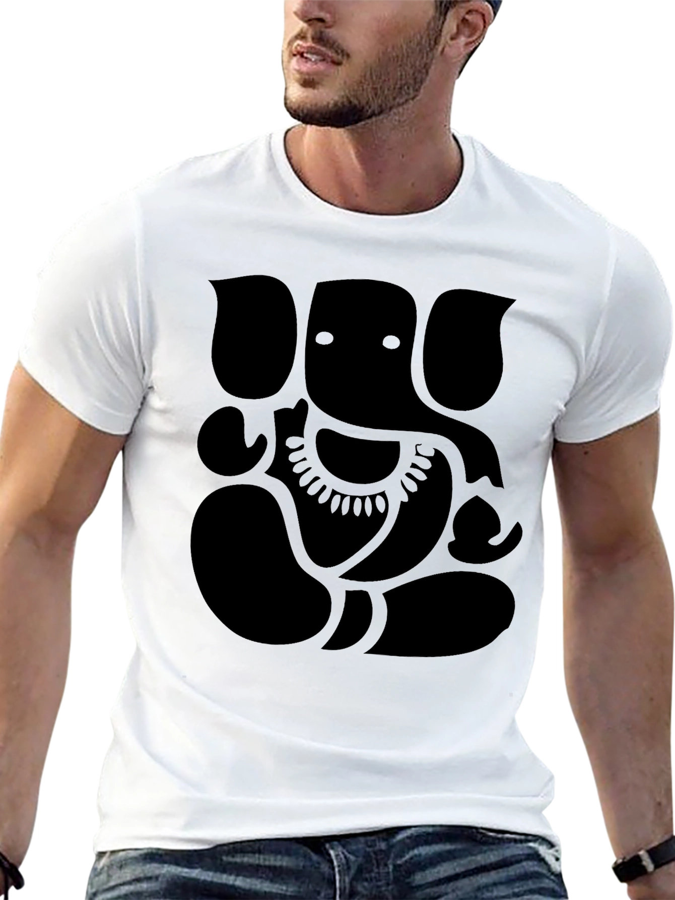 Black Ganesh Graphic Print Men's Black T-Shirt view 13
