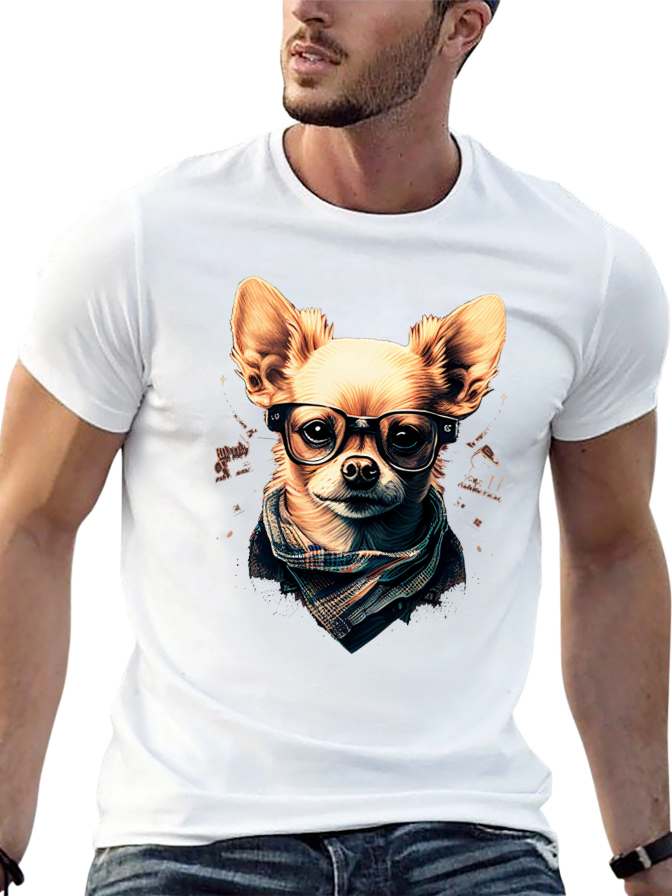Black Hipster Dog T-Shirt: Geek Chic Chihuahua view 13