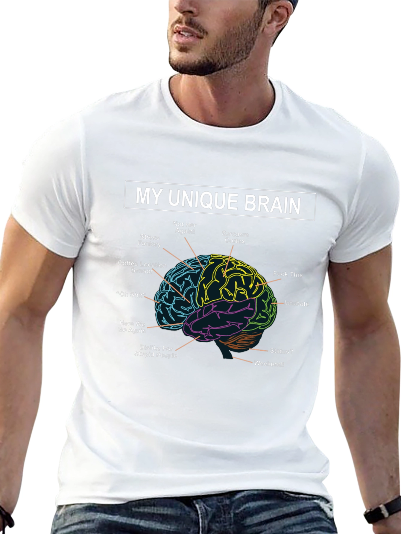 Black My Unique Brain Funny Graphic T-Shirt view 13