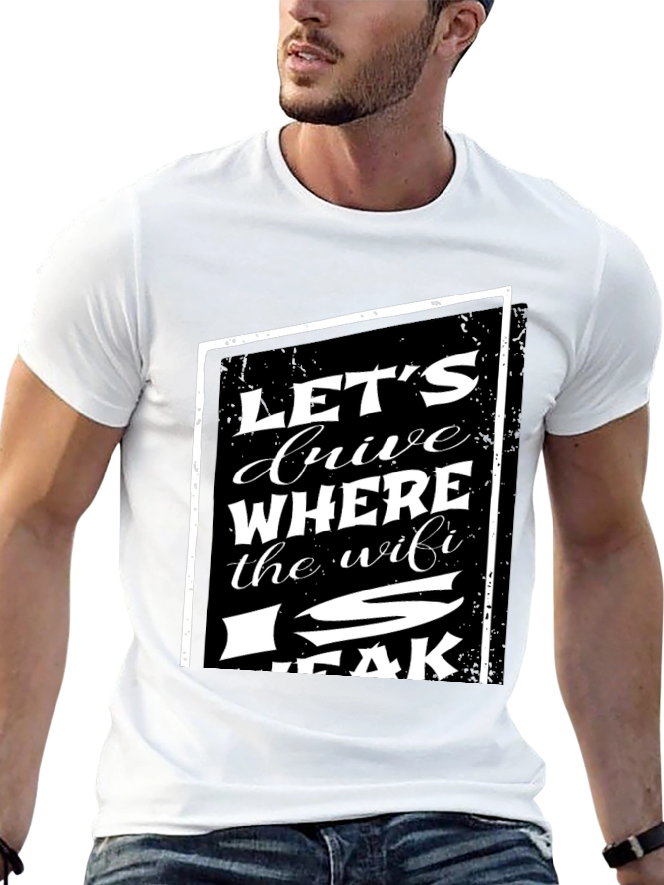 Black Let's Drive Where The WiFi Is Weak T-Shirt view 13