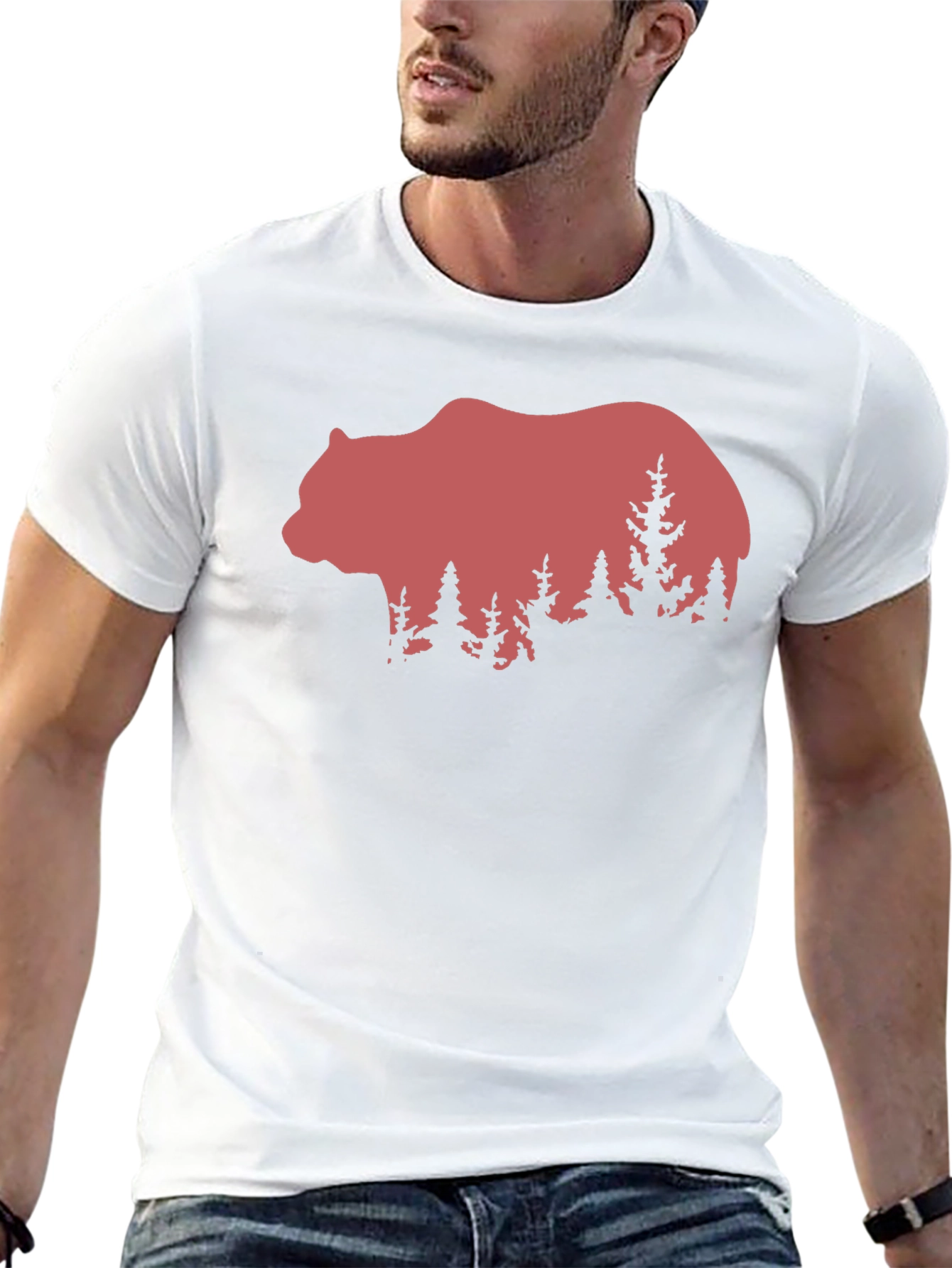 Black Bear & Forest Graphic Tee - Nature Lover's Shirt view 13