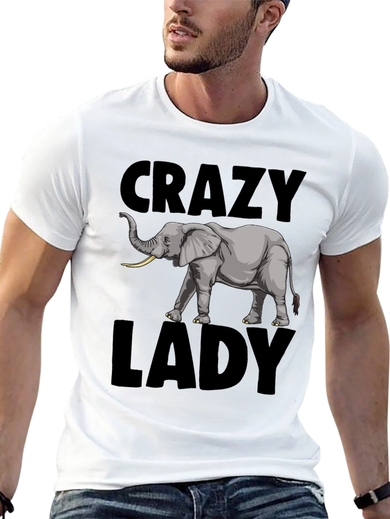 Black Crazy Elephant Lady Graphic Tee - Black view 13
