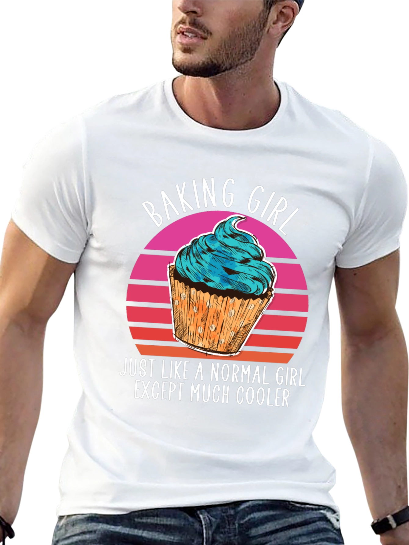Black Baking Girl T-Shirt - Cool Cupcake Design view 13