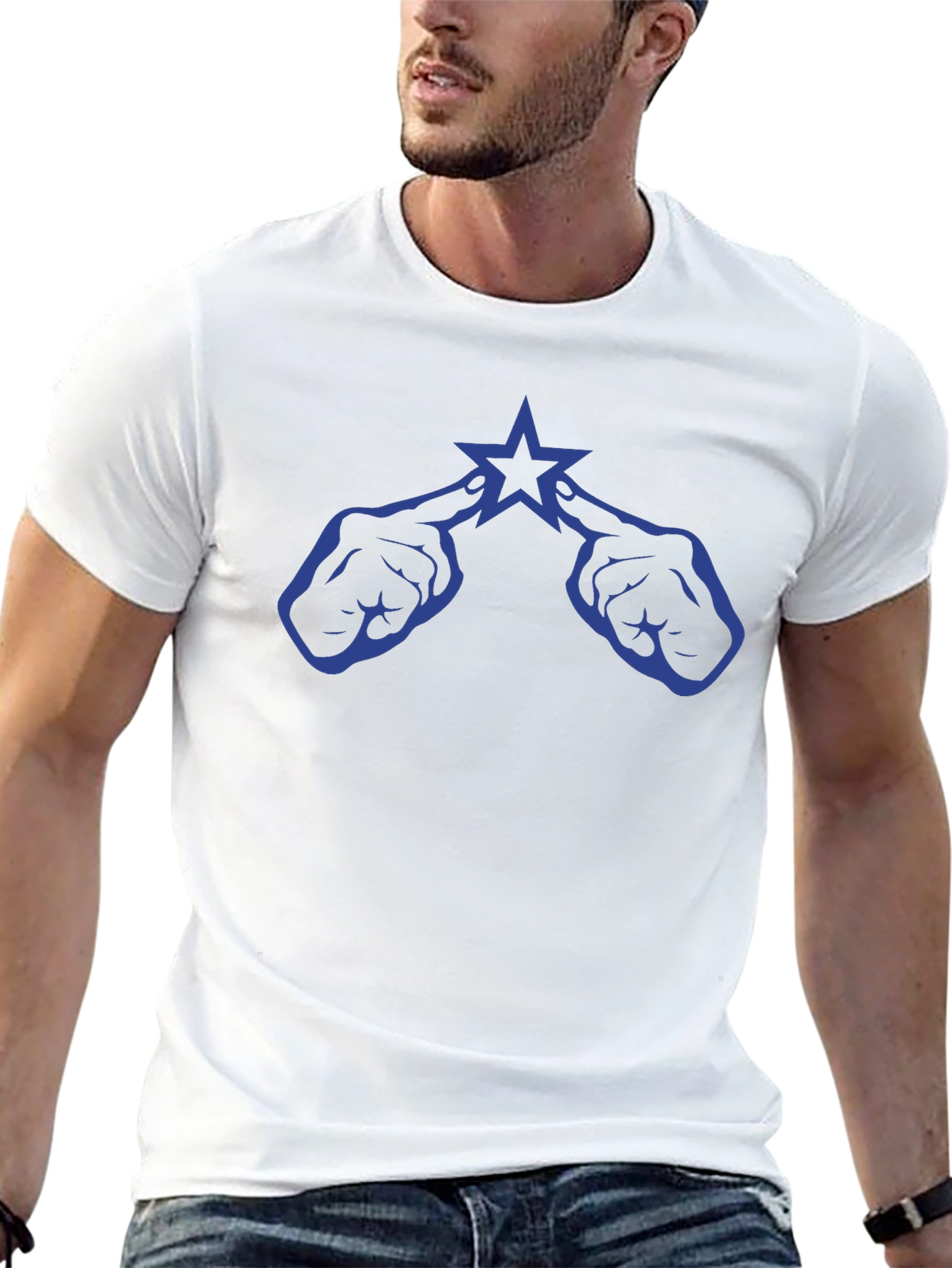 Black Star Fingers Graphic T-Shirt - Trendy Casual Tee view 13