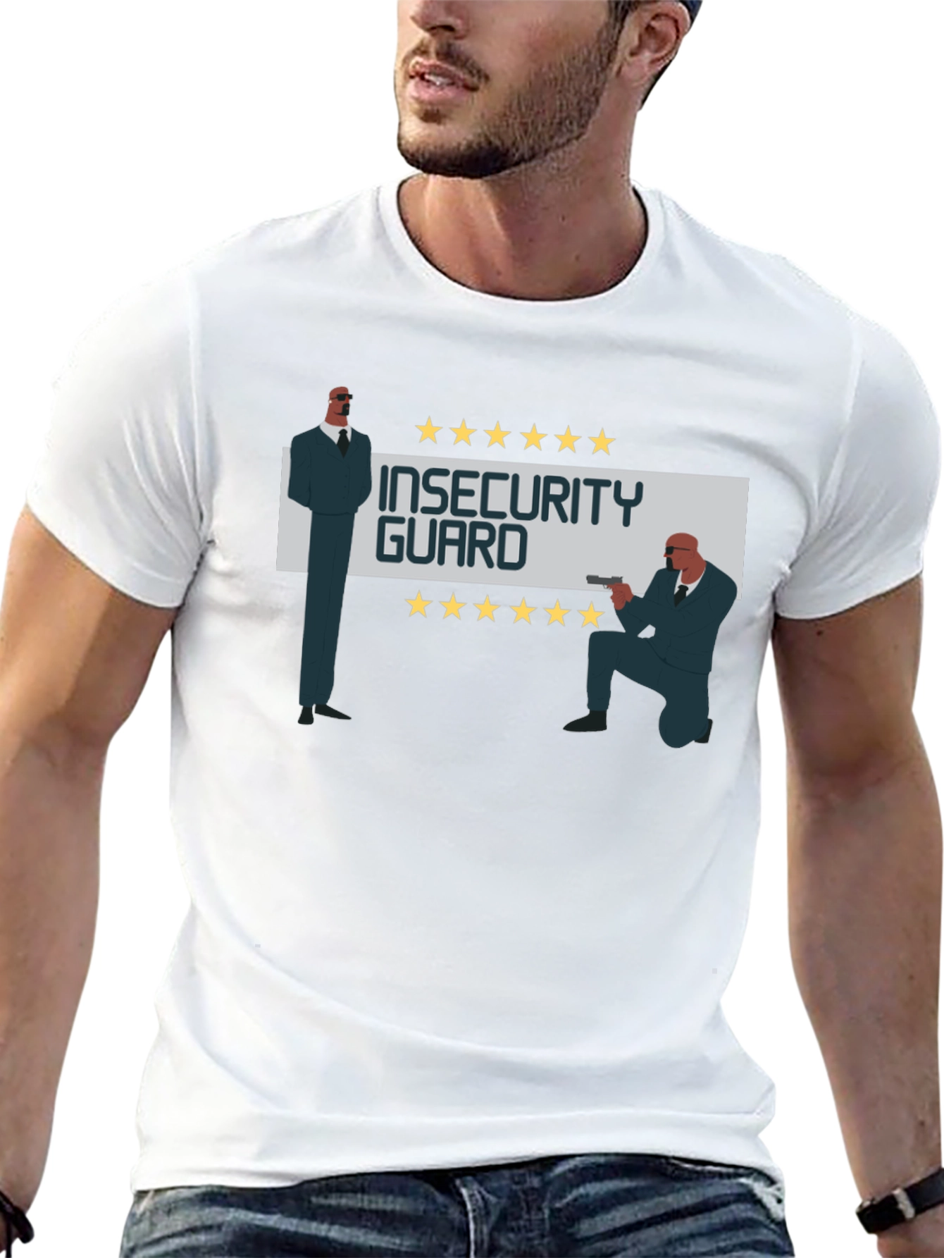Black Insecurity Guard Graphic Tee - Funny Men's T-Shirt view 13