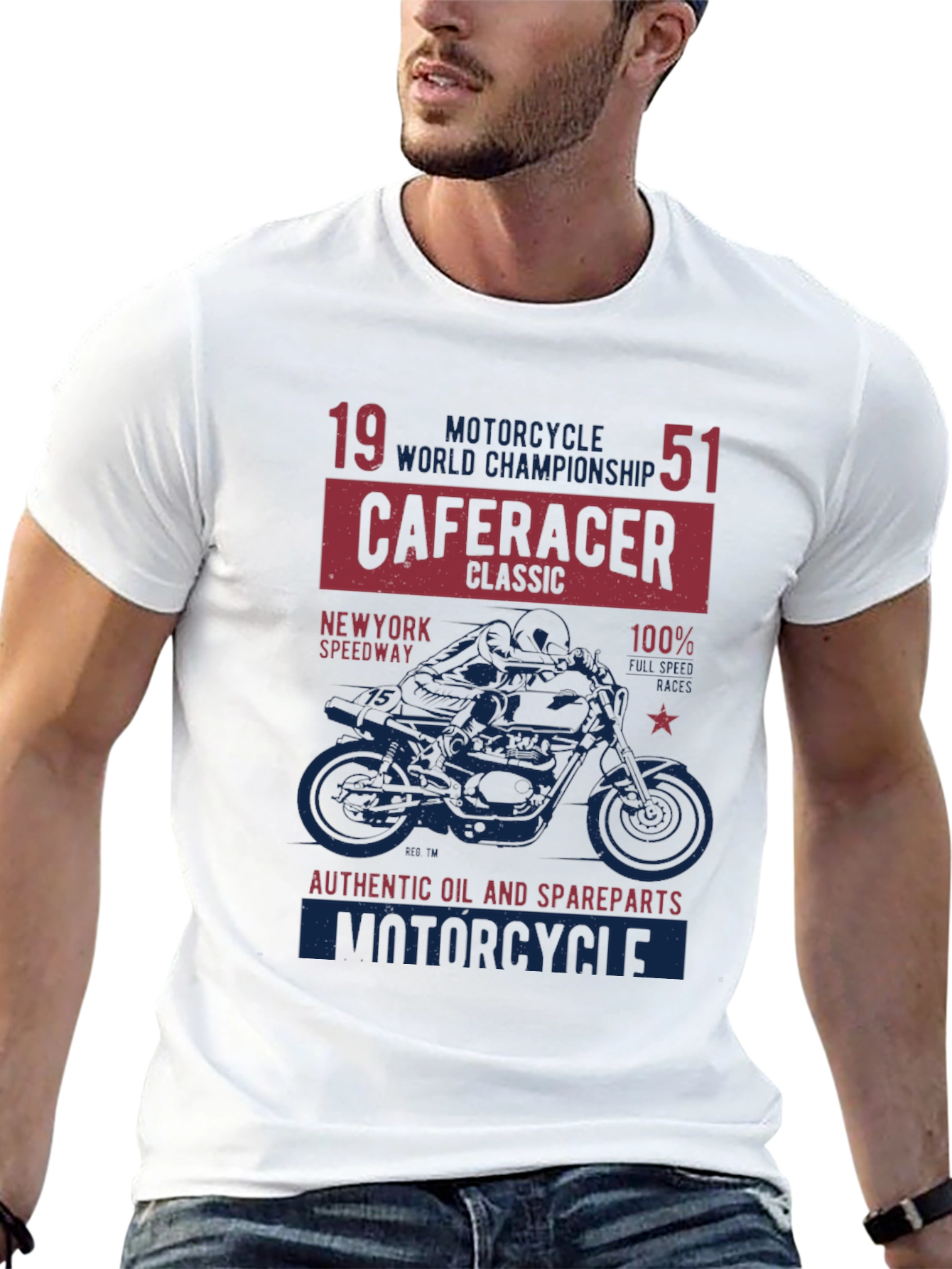 Black Cafe Racer Motorcycle Graphic T-Shirt view 13